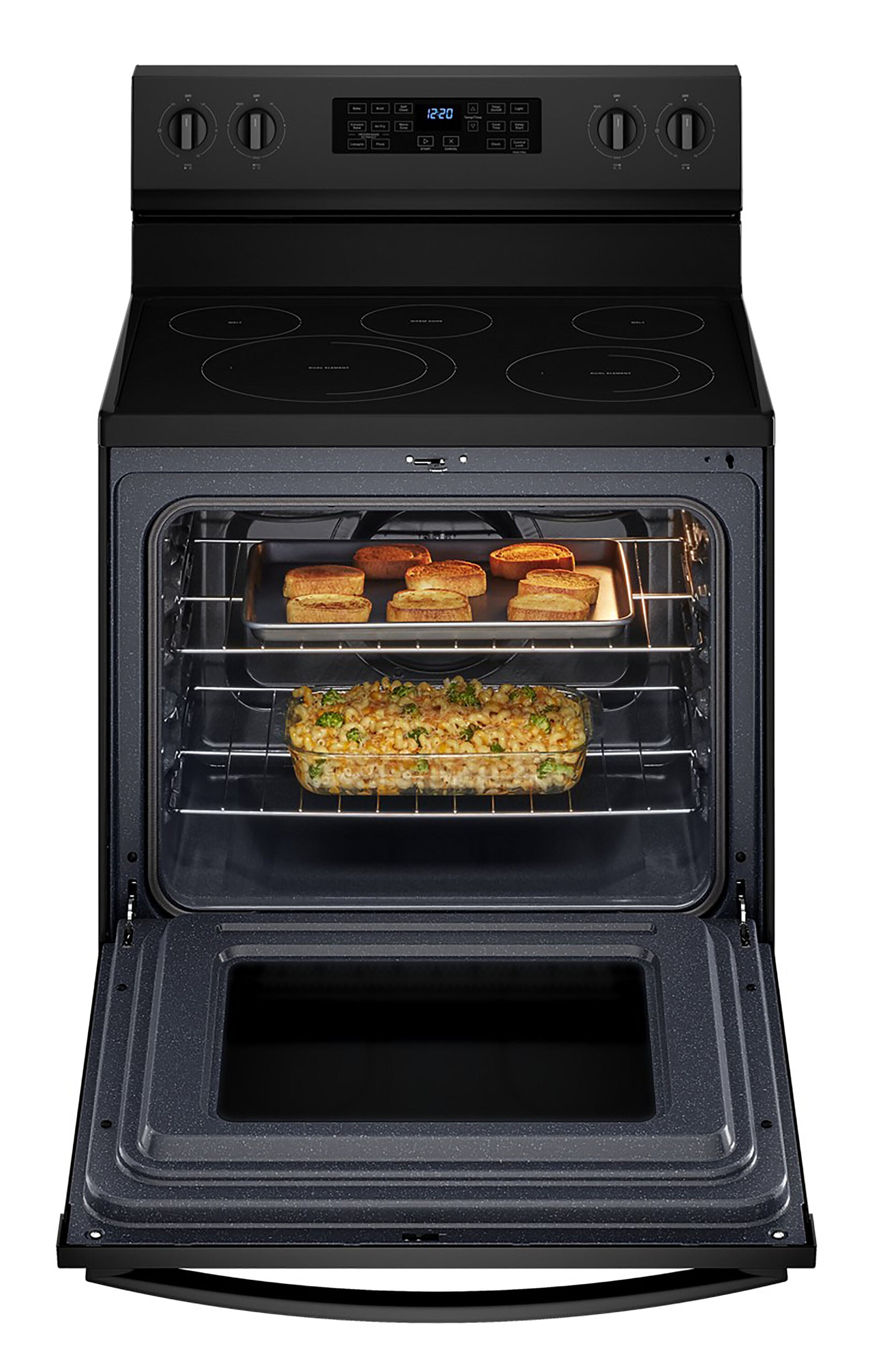 Whirlpool 30-in Glass Top 5 burners 5.3-cu ft Air Fry Convection Oven Freestanding Electric Range ( Black )