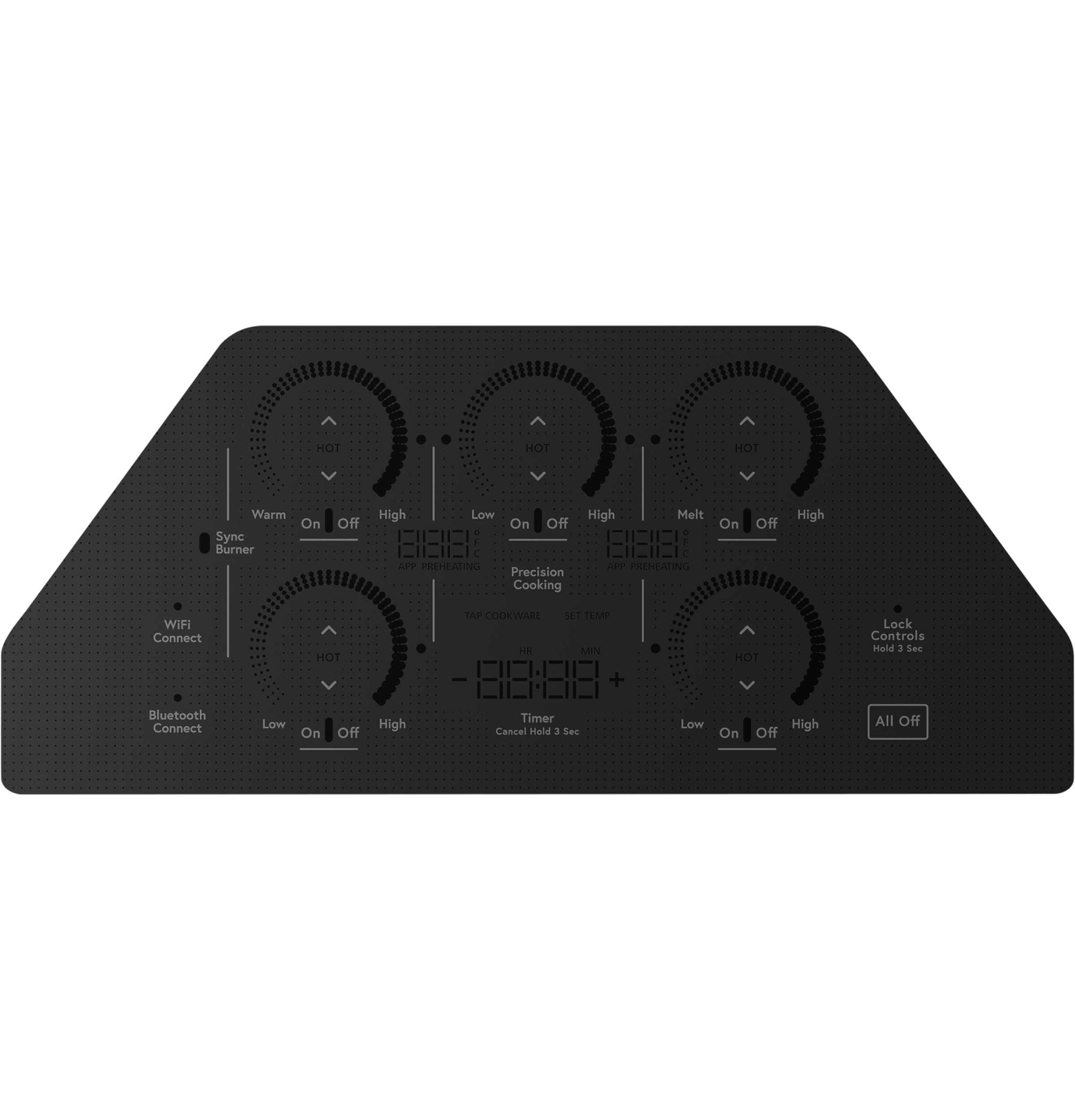 Cafe 36-in 5 burners Black Smart Compatible Induction Cooktop with Bridge Element
