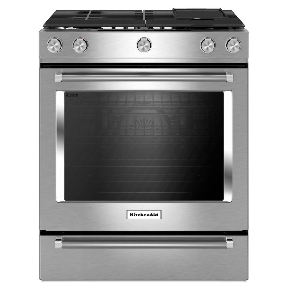 KitchenAid 30-in Deep recessed 5 burners Convection Oven Slide-In Dual Fuel Range ( Stainless steel )