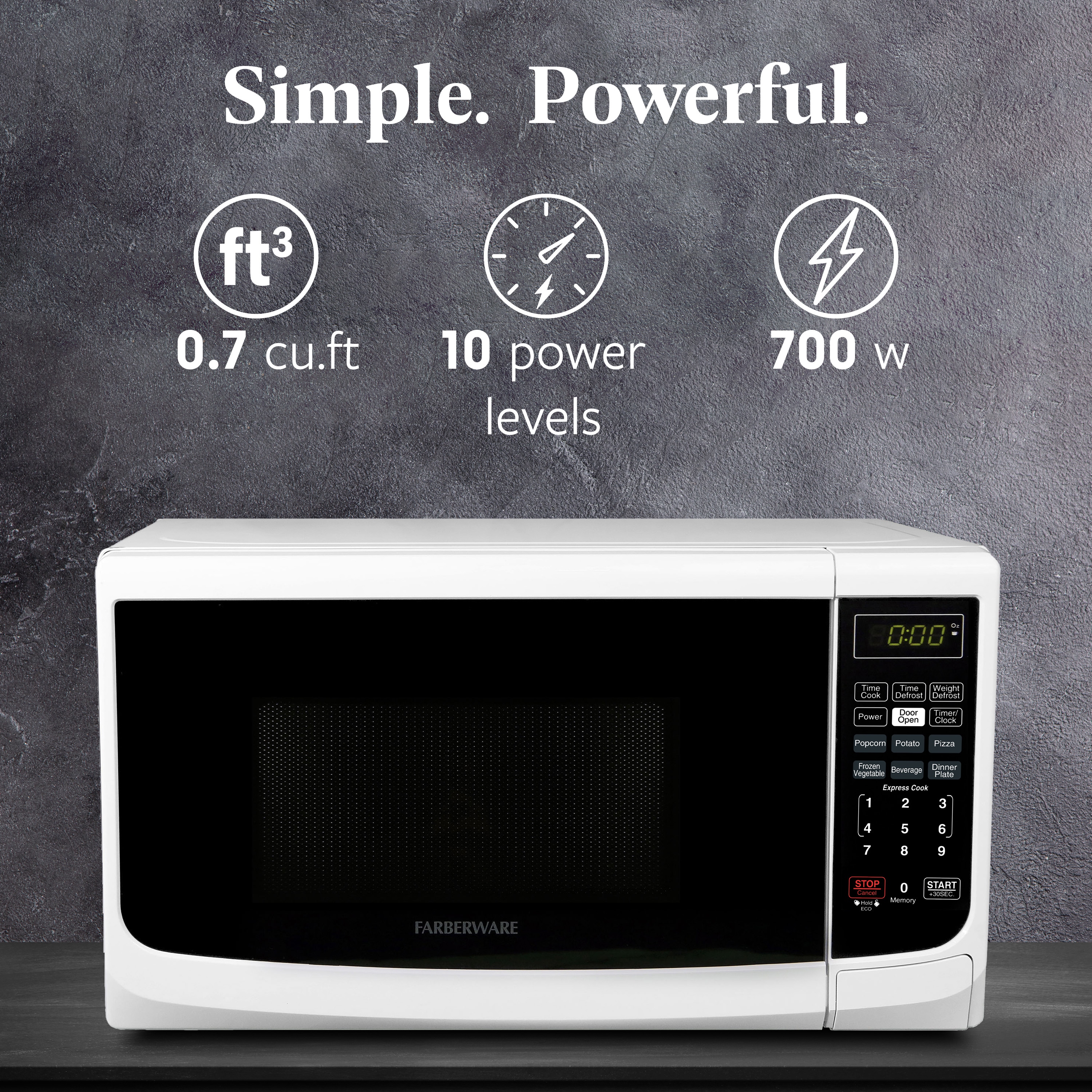 Farberware 0 7 cu ft 700 Countertop Microwave White