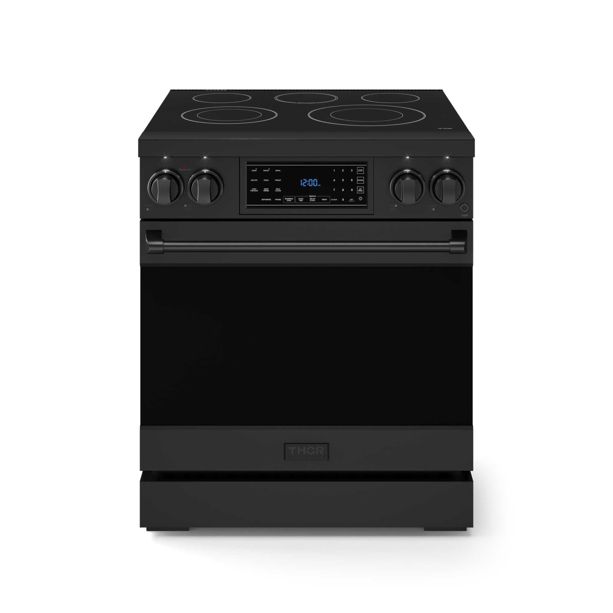 Thor Kitchen Gordon Ramsay Series 30-in Glass Top 5 burners 4.55-cu ft Air Fry Convection Oven Freestanding Electric Range ( Matte Black )