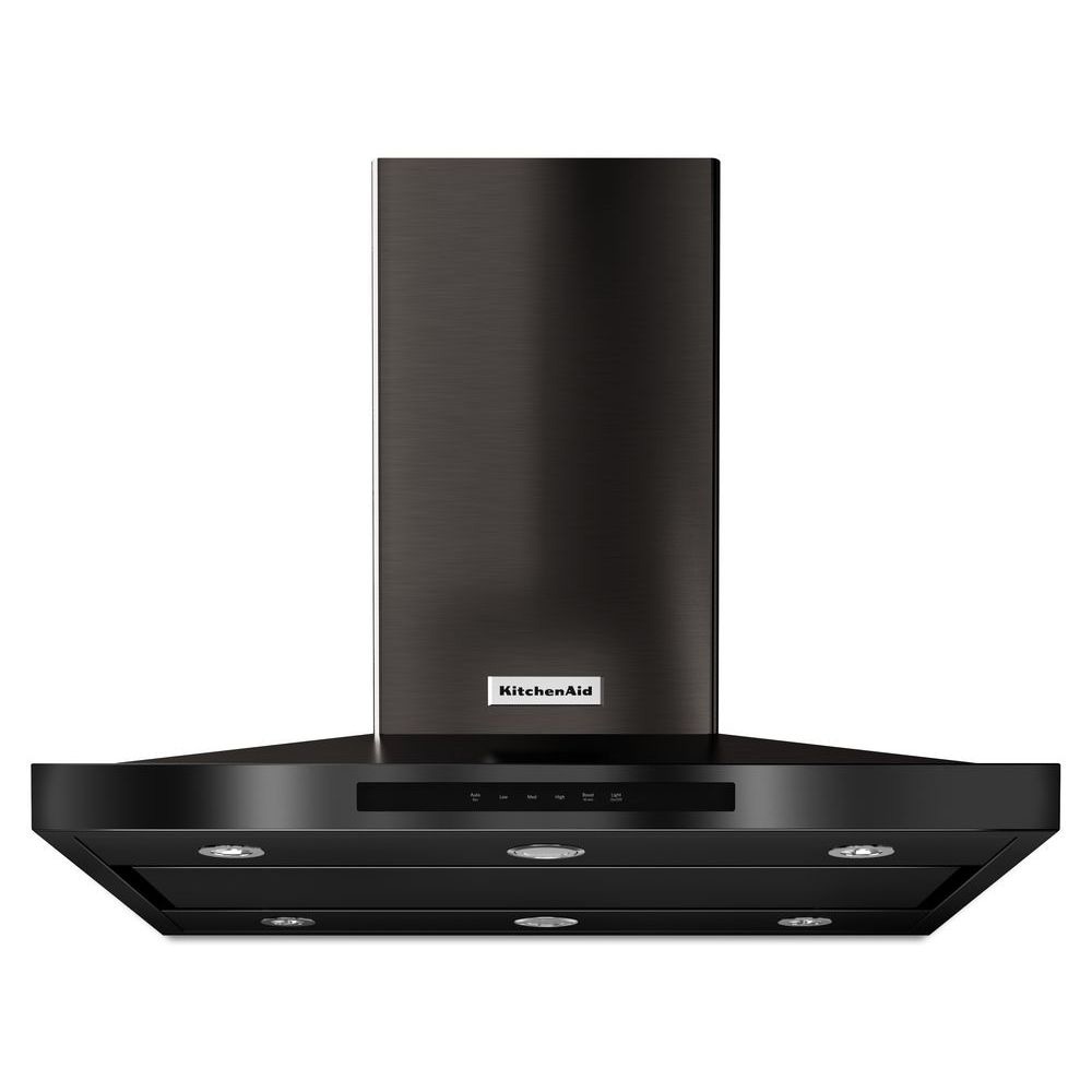 KitchenAid 36 in Convertible Black Stainless with Printshield Island Range Hood Common 36 in Actual 36 in