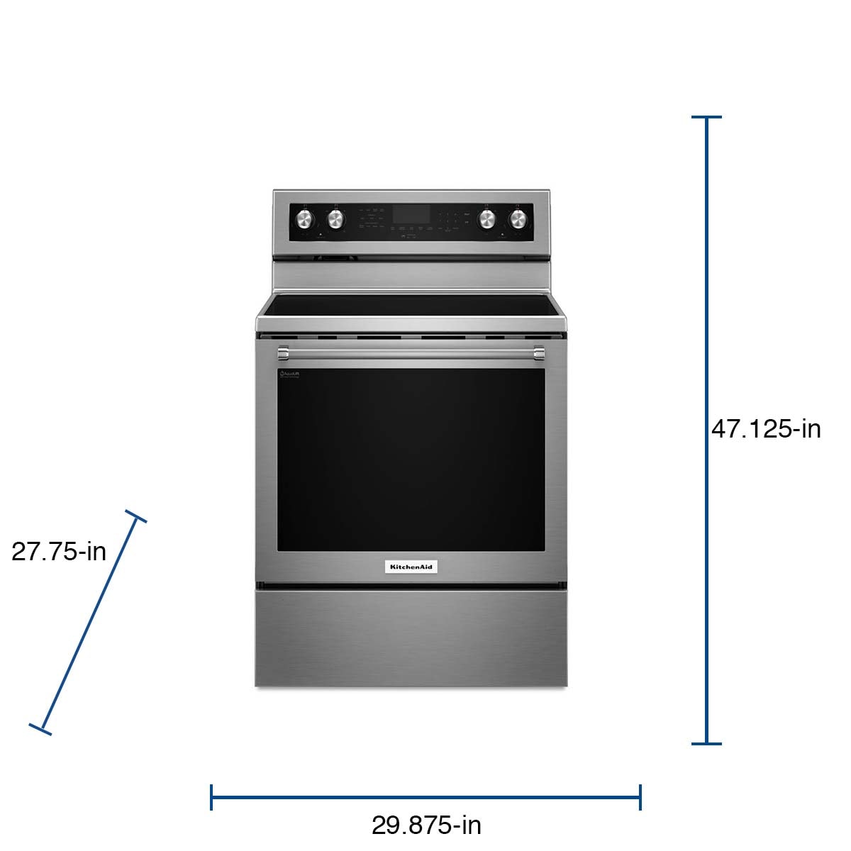 KitchenAid 30-in Glass Top 5 burners 6.4-cu ft Convection Oven Freestanding Electric Range Stainless steel )