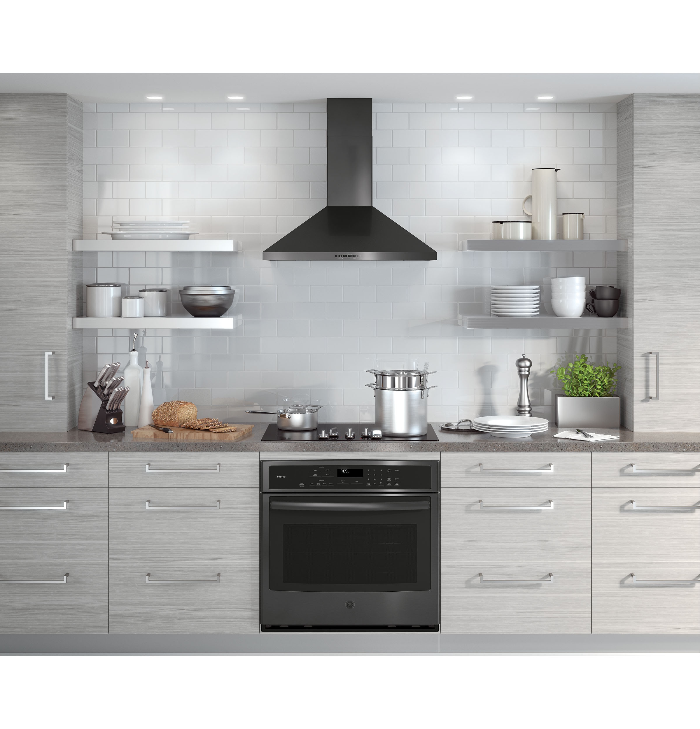 GE Convertible Black Stainless Wall Mounted Range Hood Common 30 Inch Actual 30 in