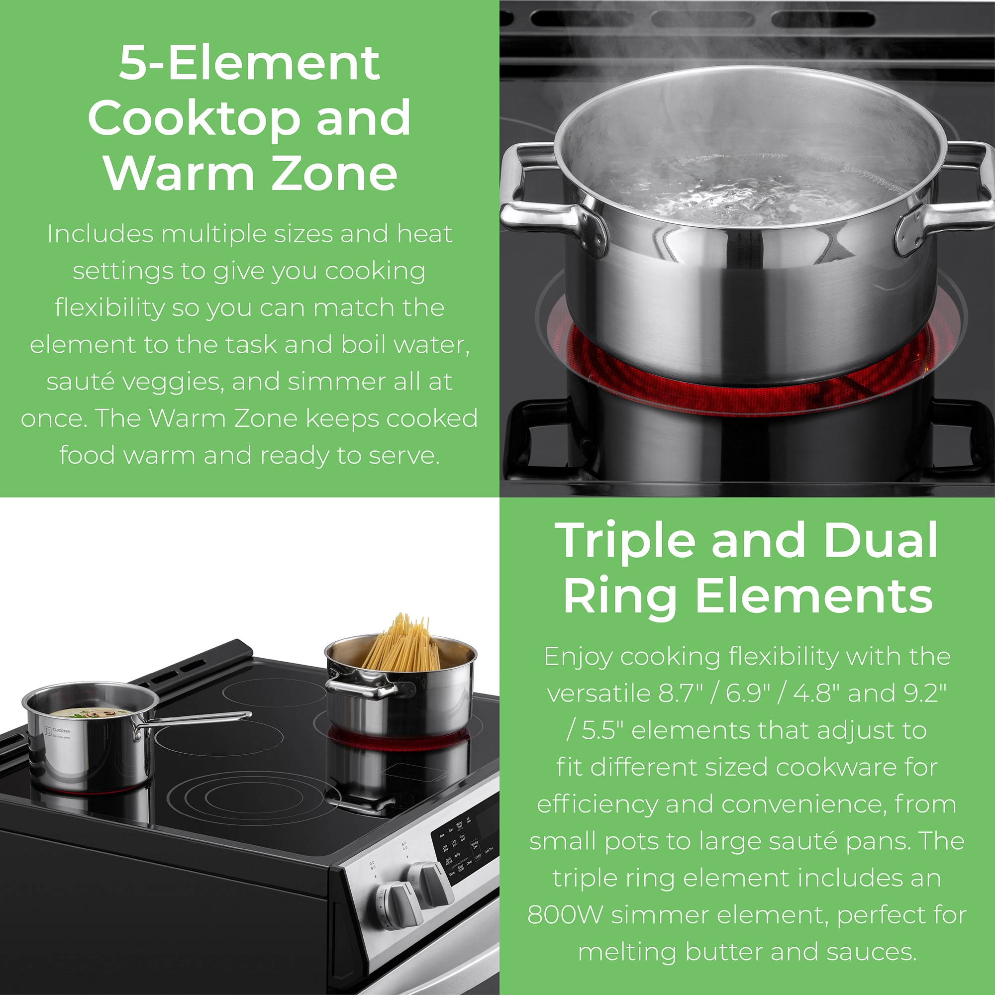 Kenmore 30-in Glass Top 5 burners 5.6-cu ft Air Fry Convection Oven Freestanding Electric Range with WipeClean Coating ( Stainless Steel )