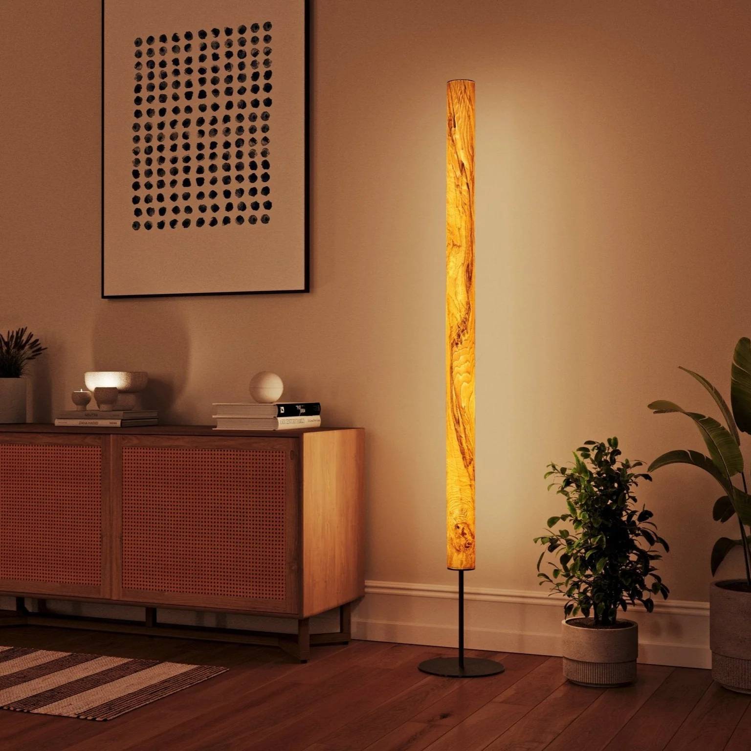 Gracia Stehlampe Olivesche Maser - mit Stab