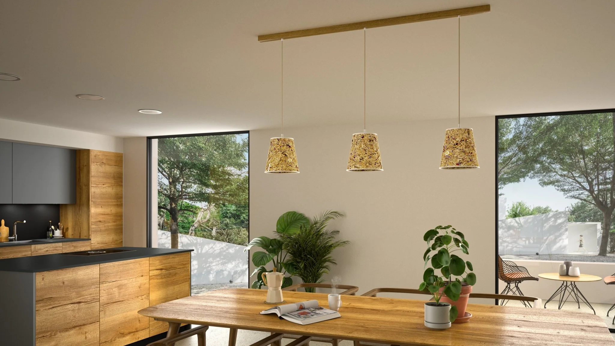 3er Set Konus Pendellampe Kornblume