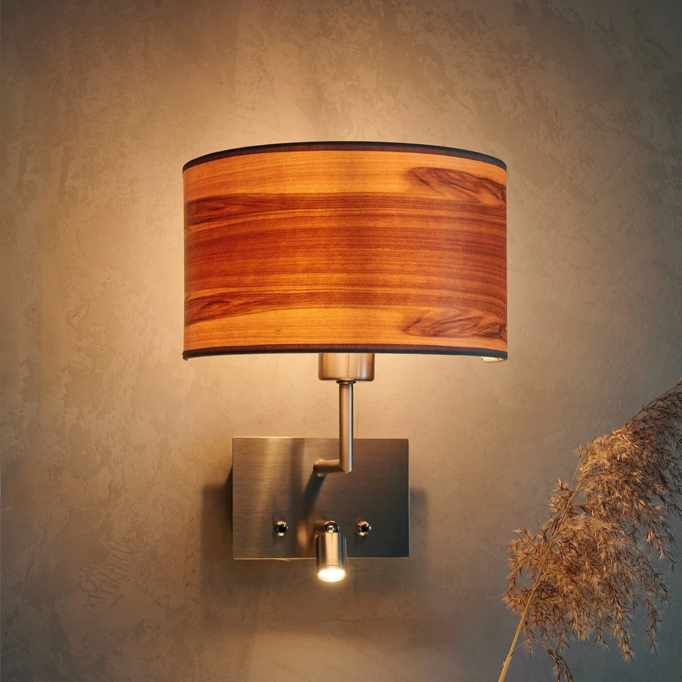 Wandlampe mit Leselicht Cortexa Nussbaum Satin