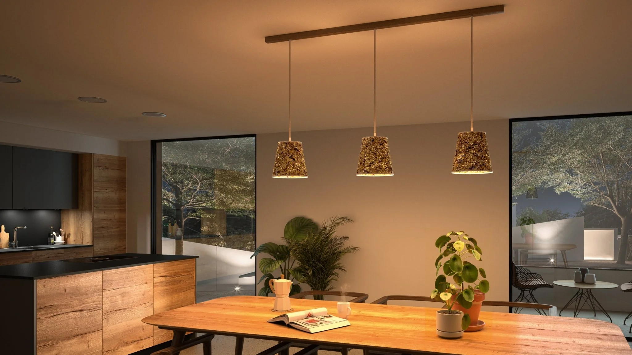 3er Set Konus Pendellampe Kornblume