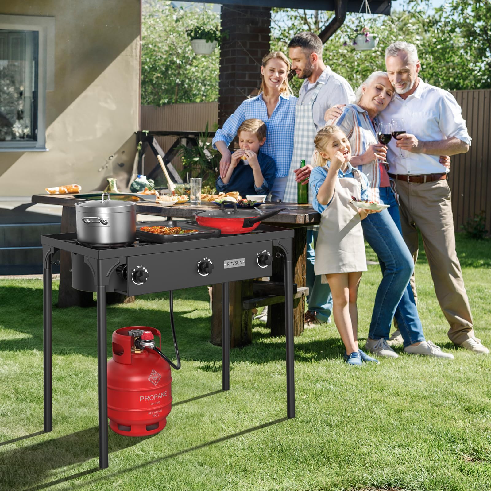 3 Burner 225,000 BTU Outdoor Gas Propane Stove for Camping Cooking