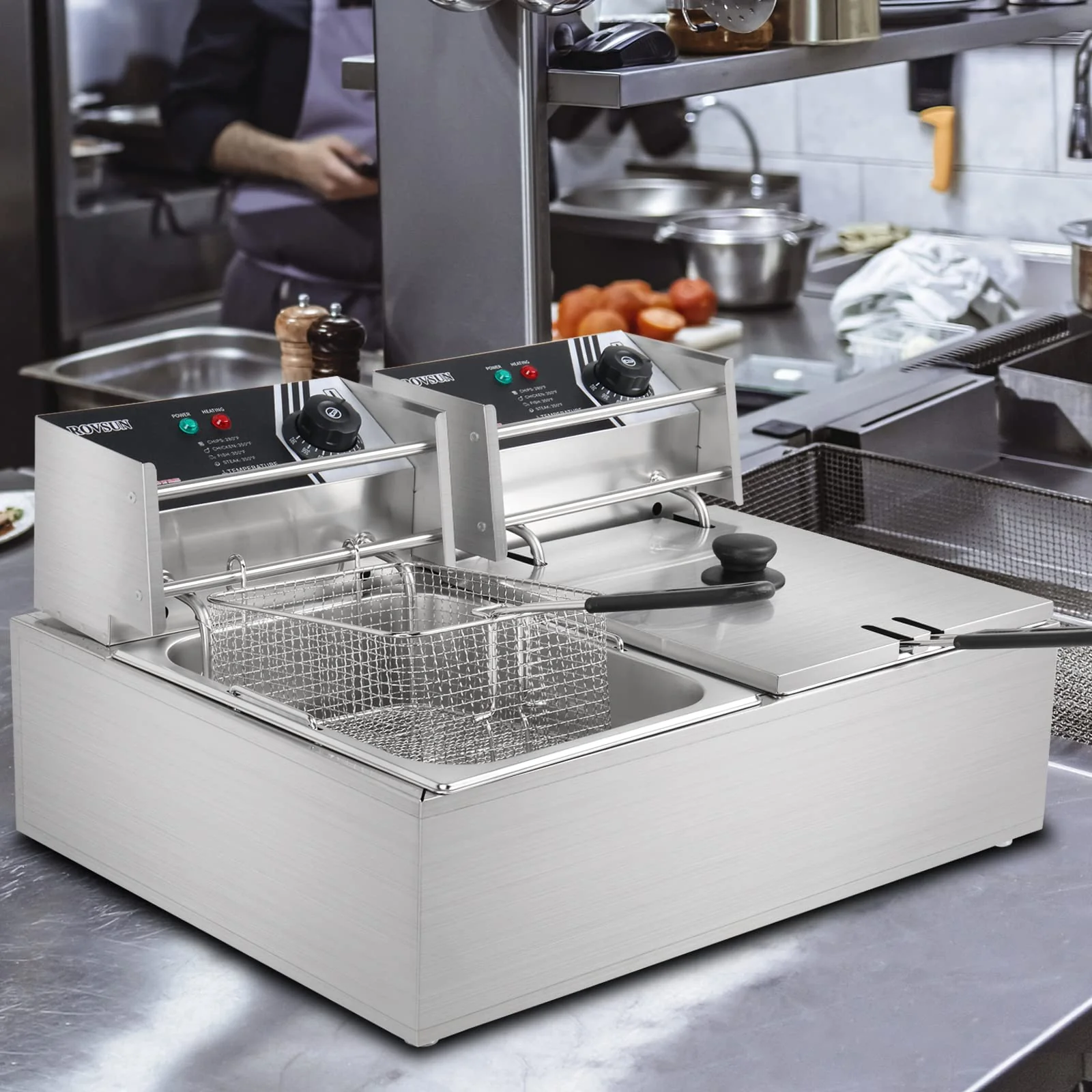 22.8 QT 110V 5000W Double Tank Electric Deep Fryer
