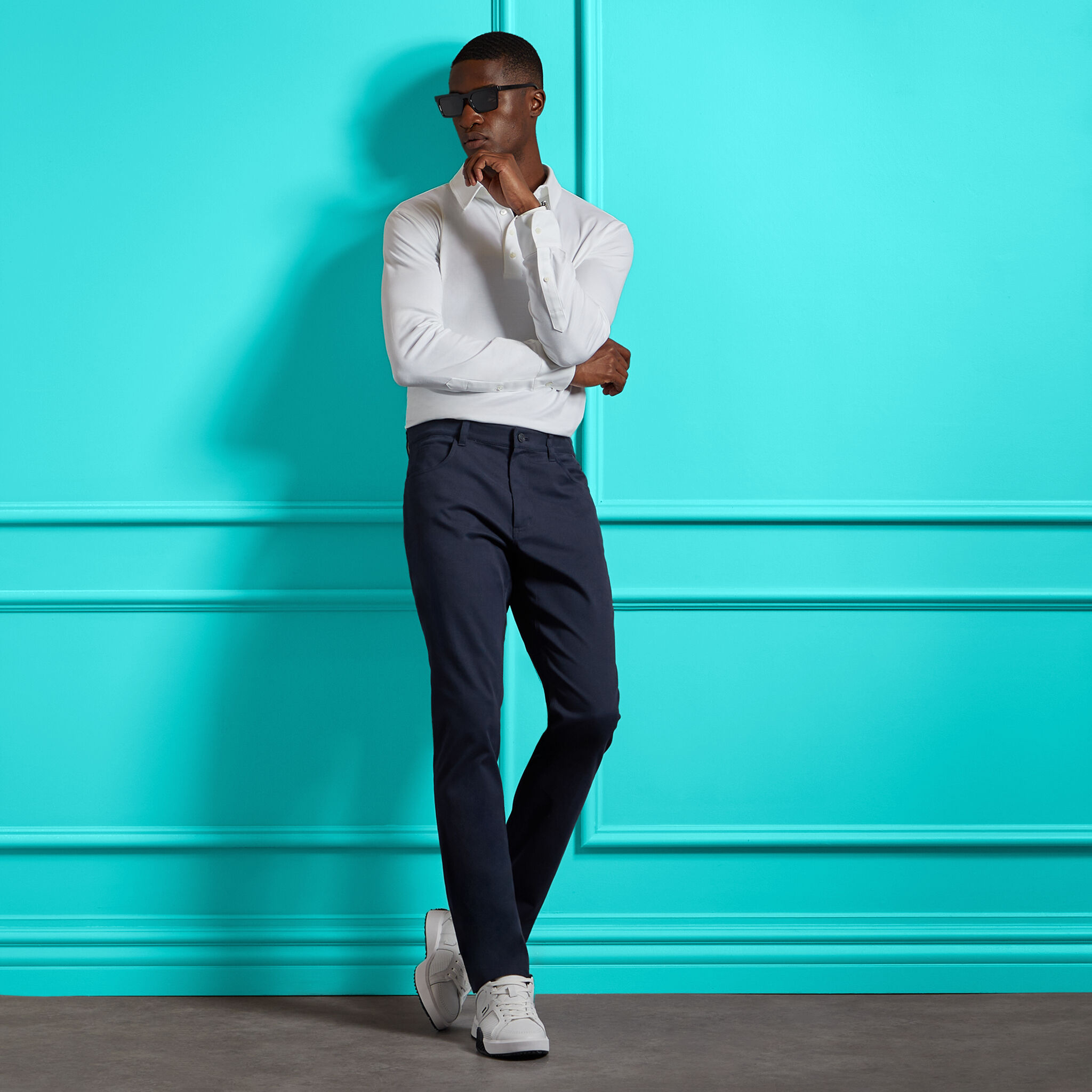 LUXE COTTON BLEND LONG SLEEVE POLO