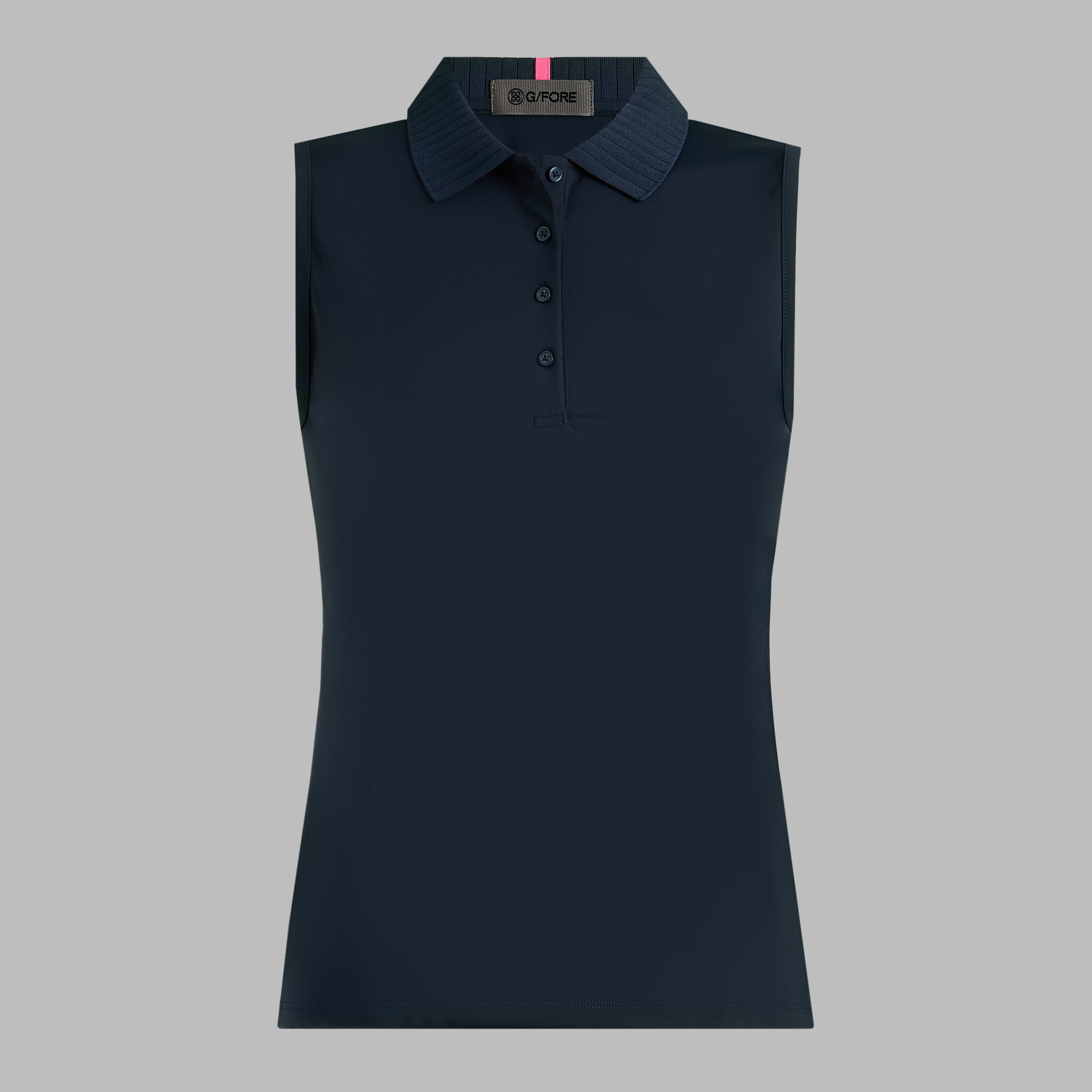 PLEATED COLLAR SILKY TECH NYLON SLEEVELESS POLO