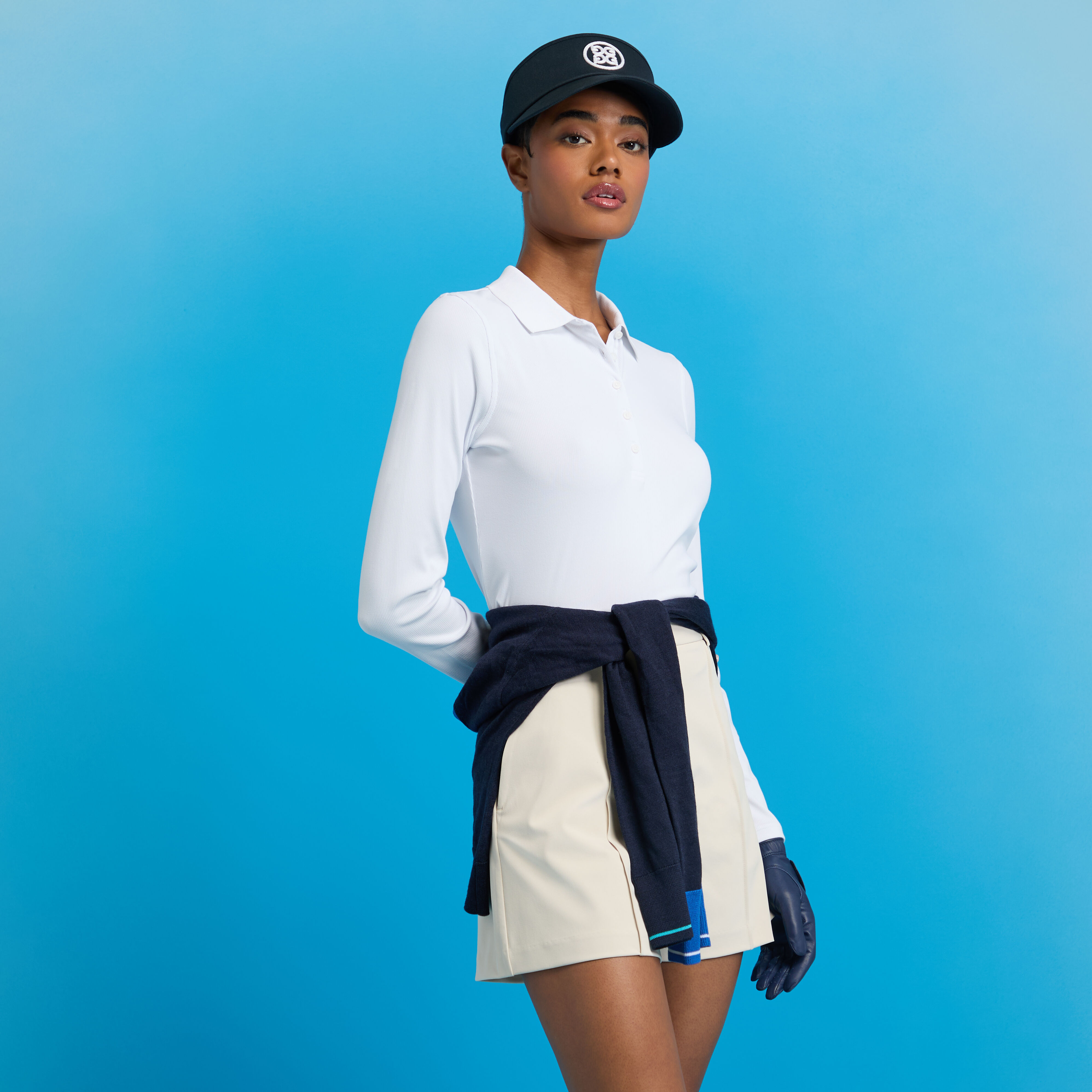RIBBED TECH NYLON LONG SLEEVE POLO
