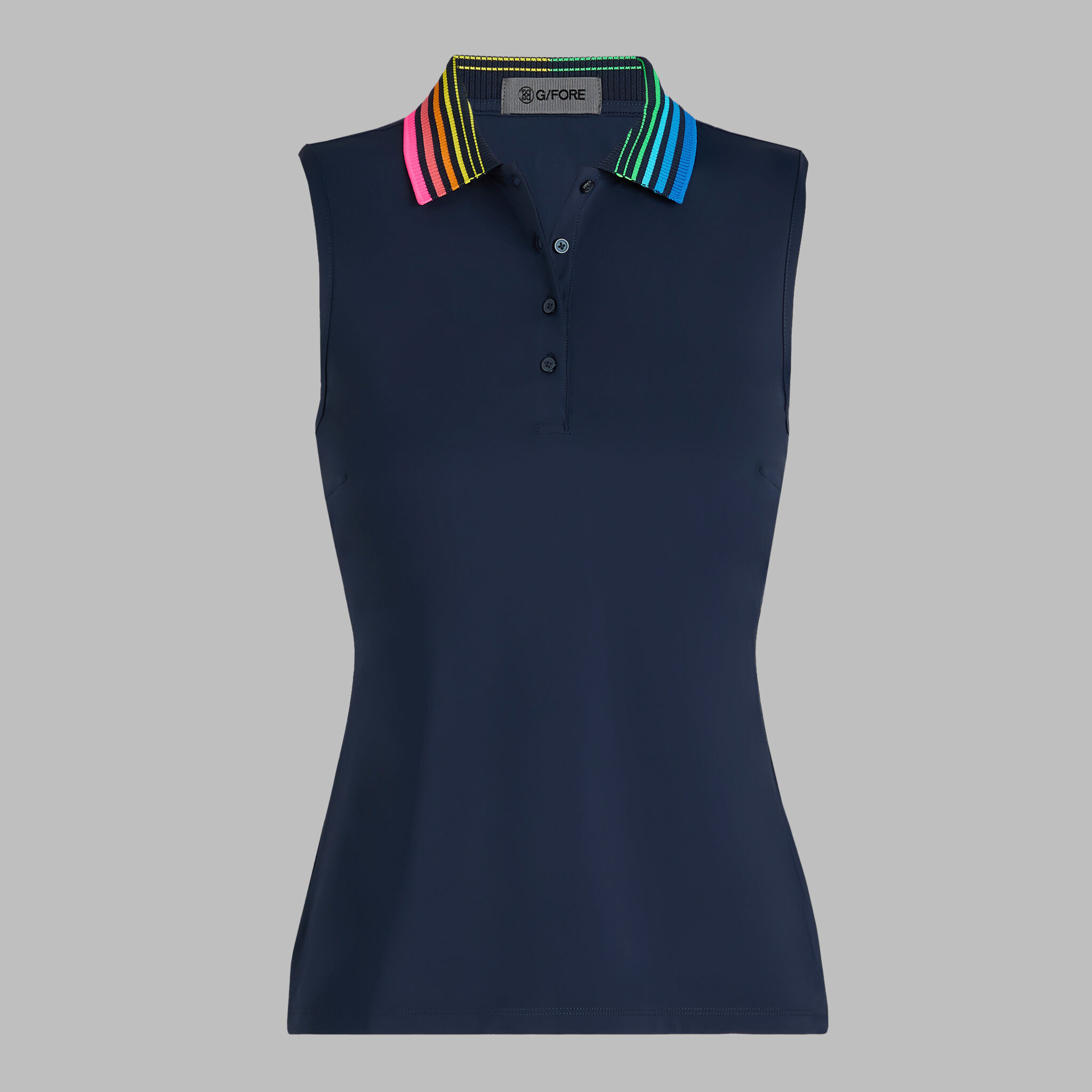 GRADIENT COLLAR SILKY TECH NYLON SLEEVELESS POLO
