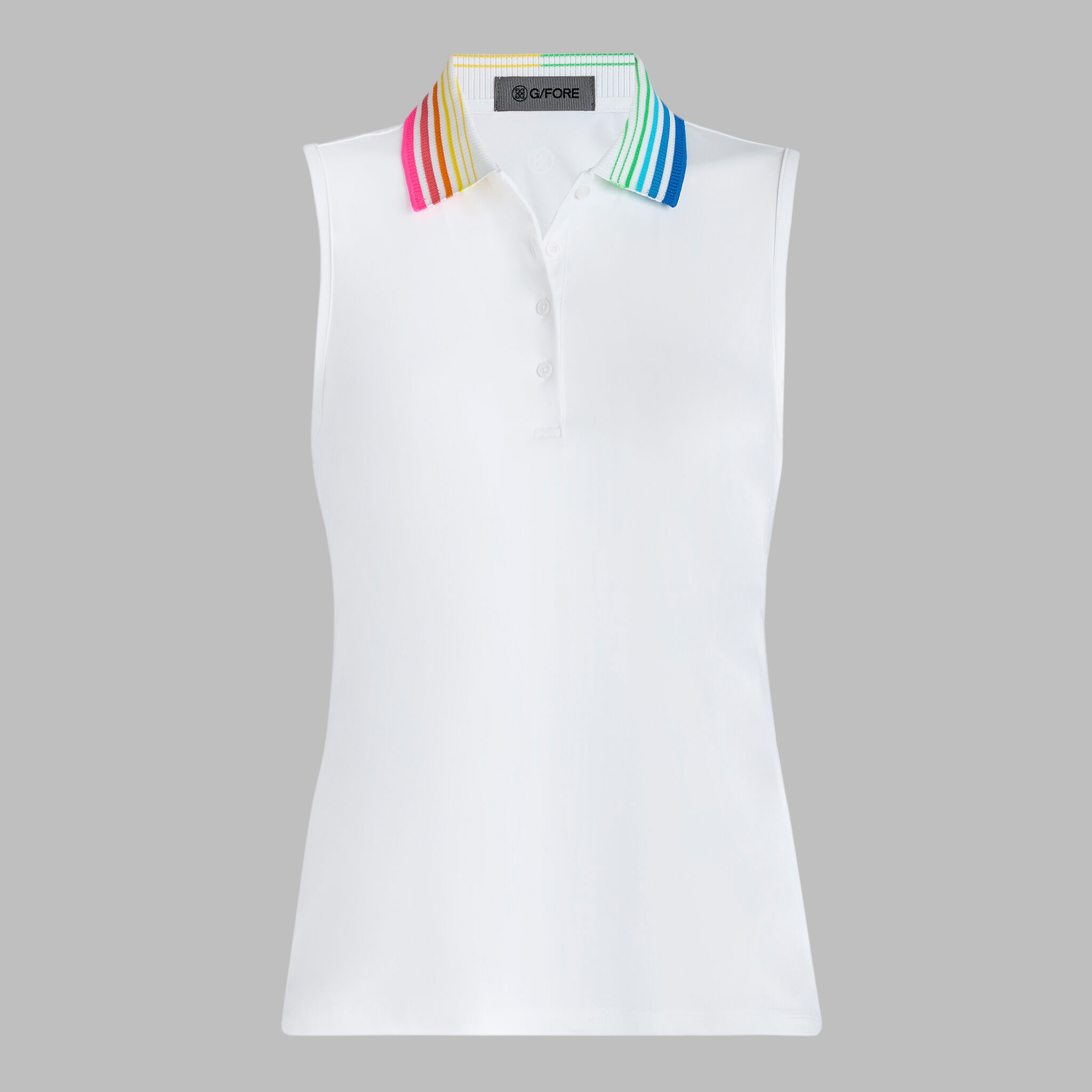 GRADIENT COLLAR SILKY TECH NYLON SLEEVELESS POLO