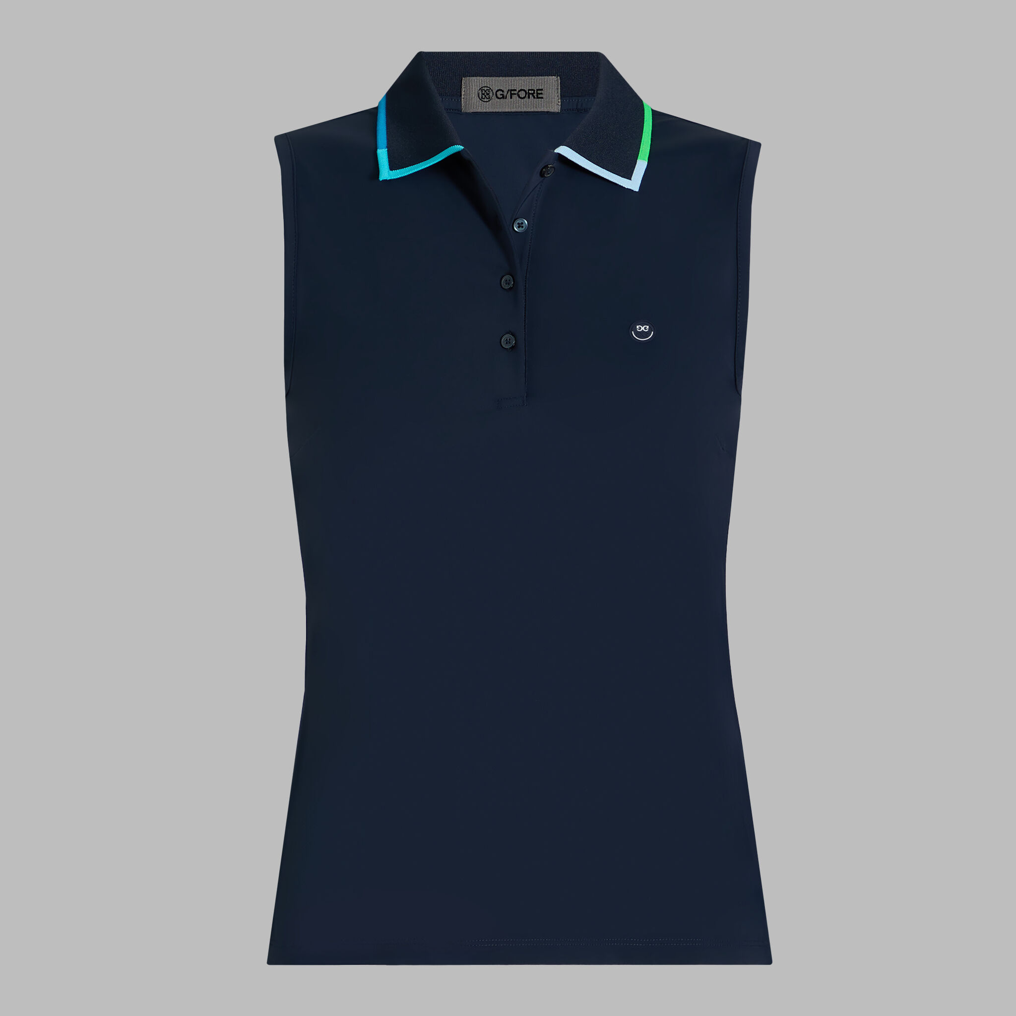 CONTRAST COLLAR SILKY TECH NYLON SLEEVLESS POLO
