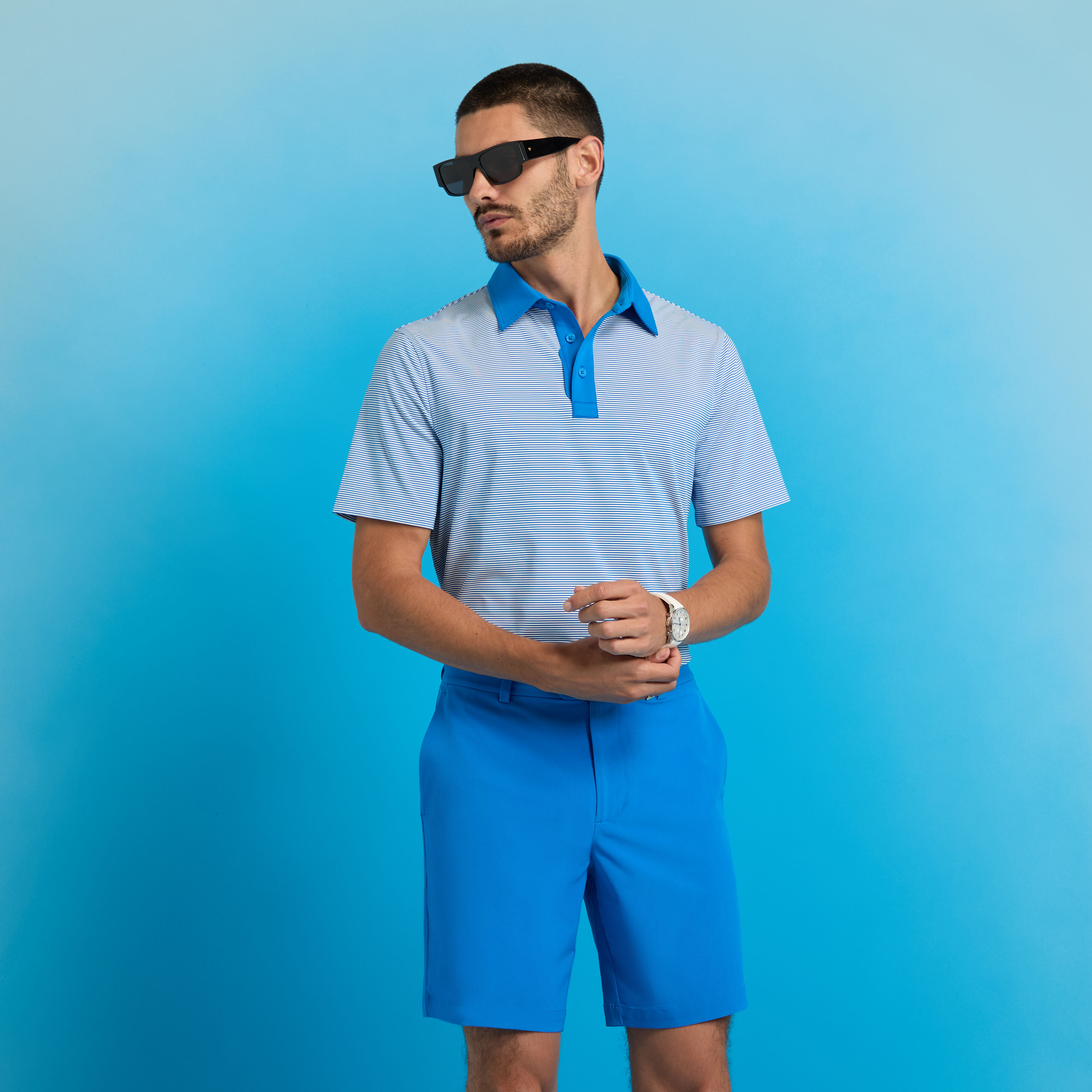 FEEDER STRIPE FINE TECH JERSEY POLO