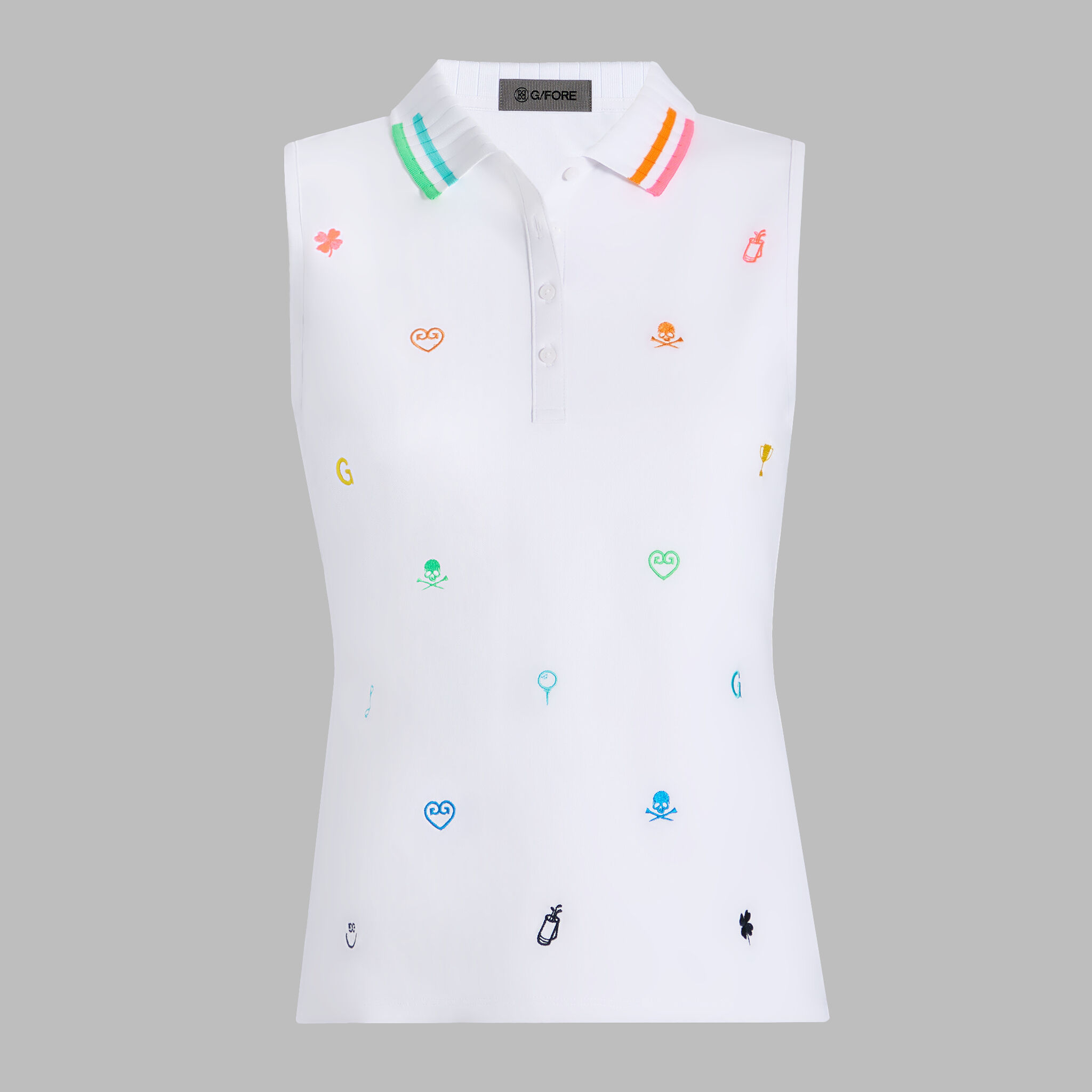 EMBROIDERED TECH PIQUÉ SLEEVELESS POLO