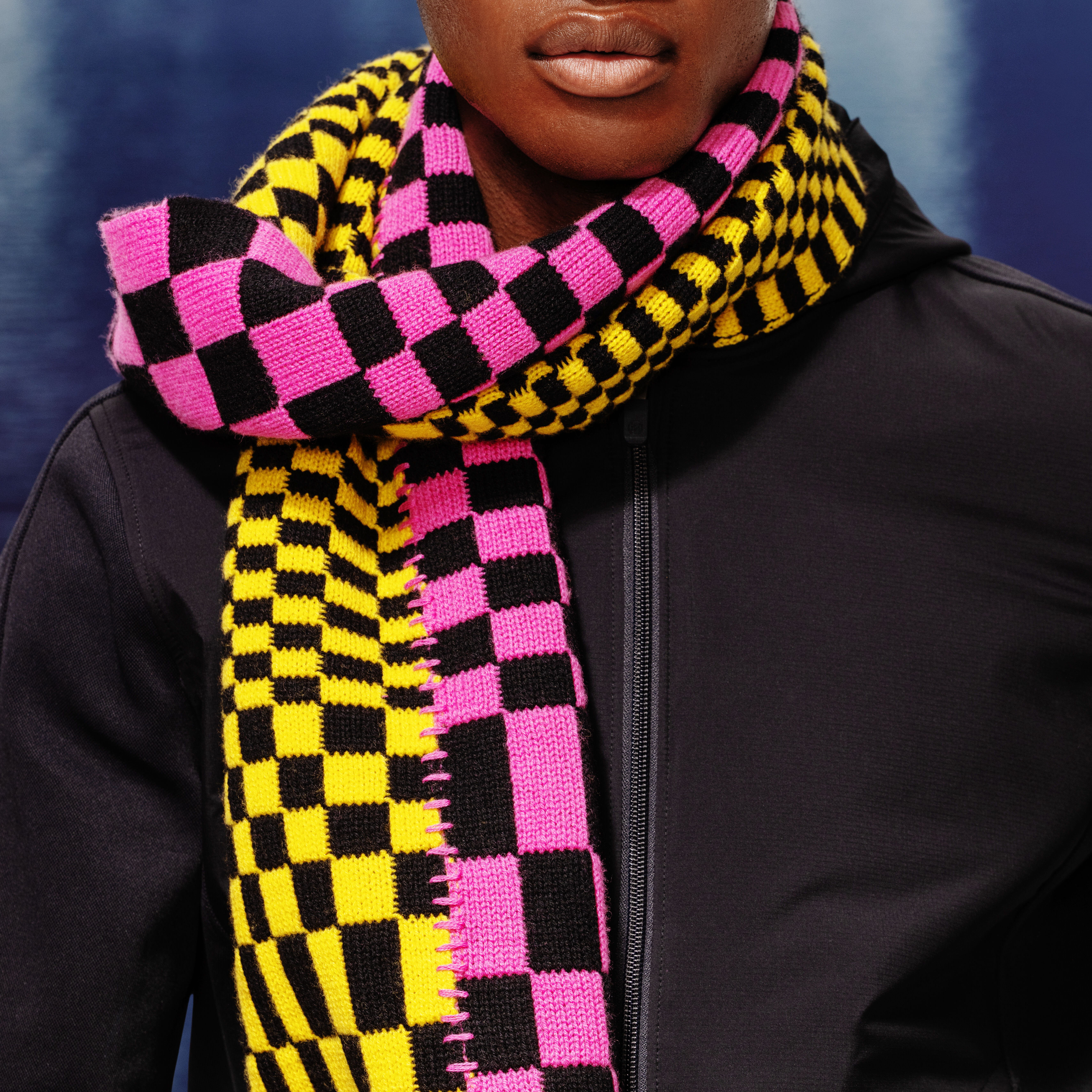 LTD RELEASE DISTORTED CHECK MERINO WOOL SCARF