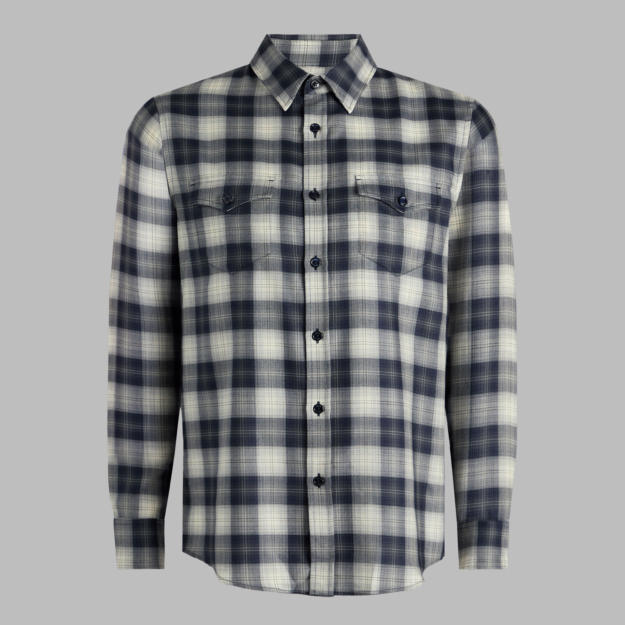 WOOL SHADOW PLAID SHIRT