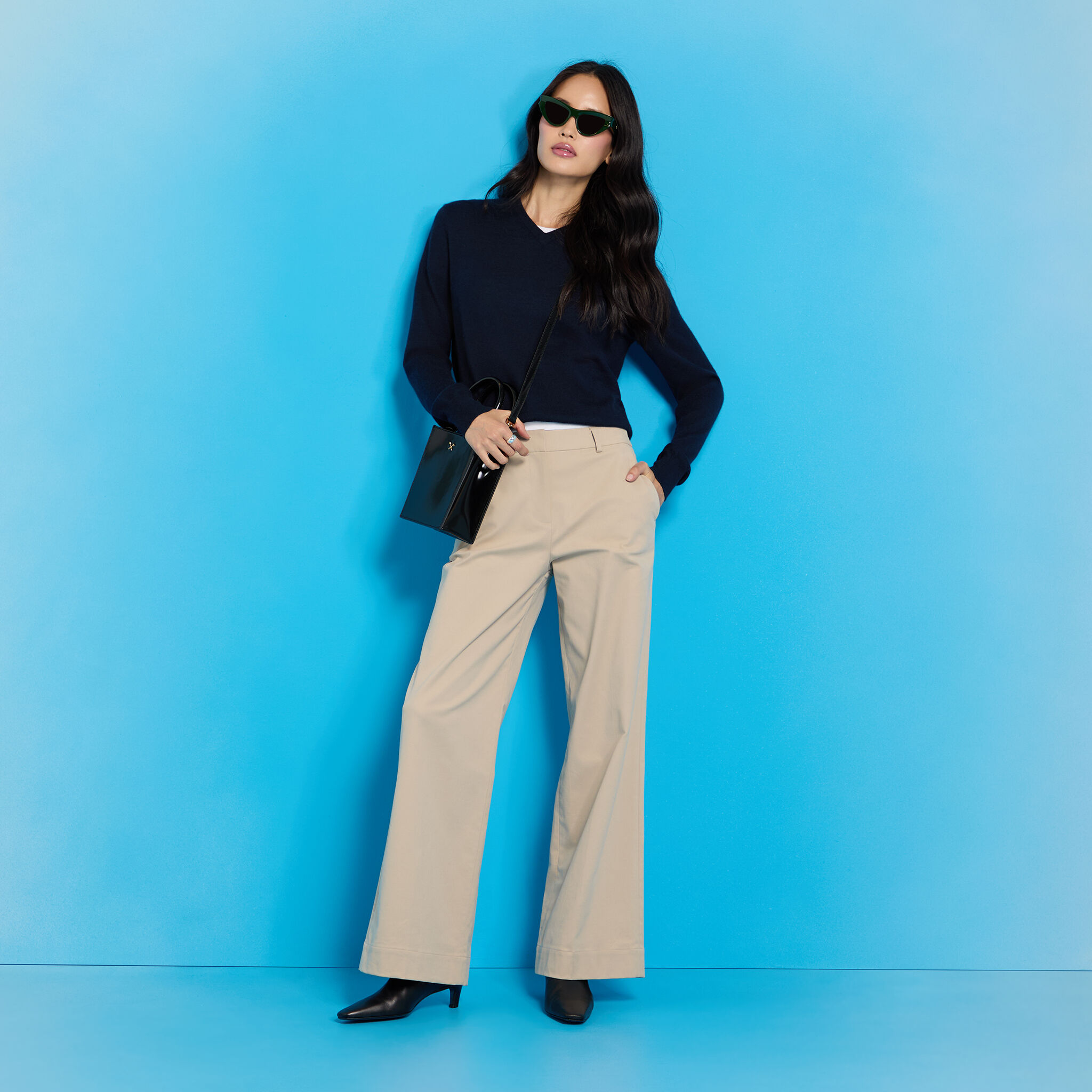 TRI-COTTON WIDE LEG TROUSER