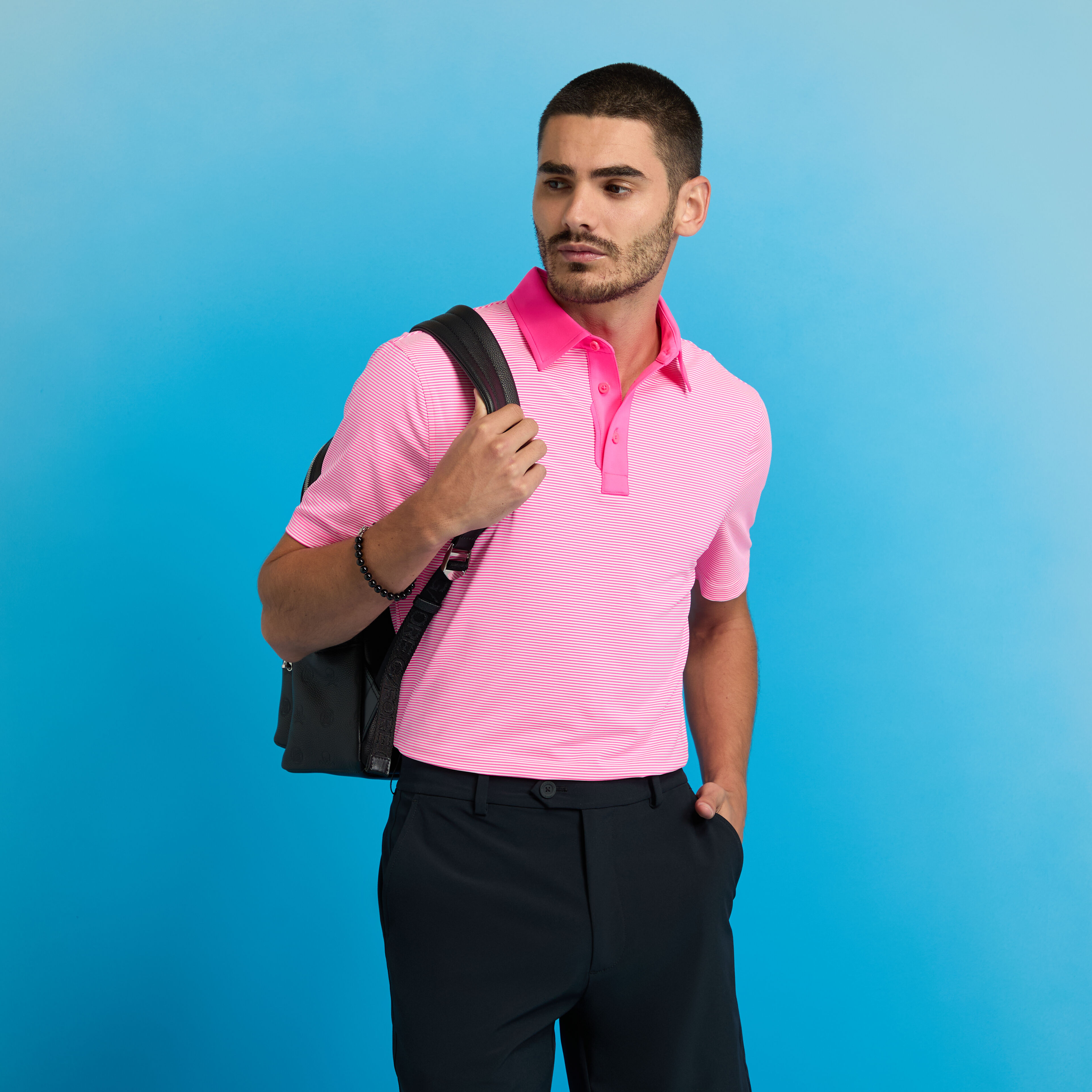 FEEDER STRIPE FINE TECH JERSEY POLO