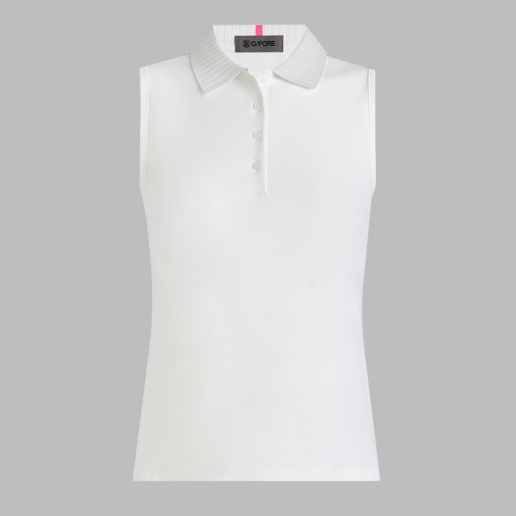 PLEATED COLLAR SILKY TECH NYLON SLEEVELESS POLO