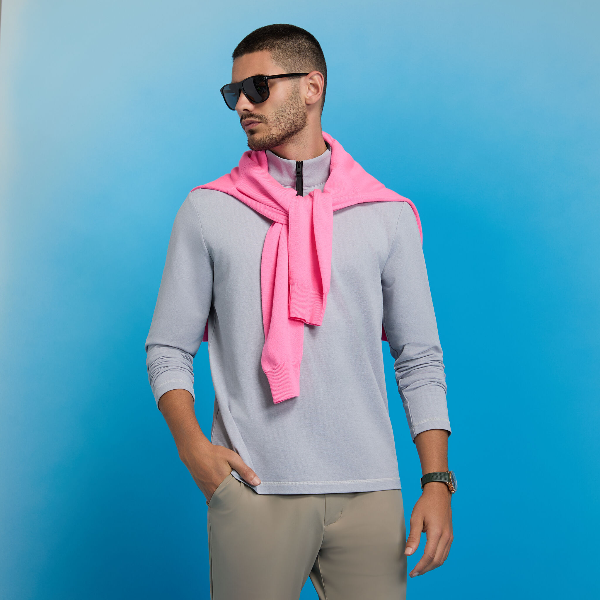 BRUSHED BACK TECH QUARTER ZIP