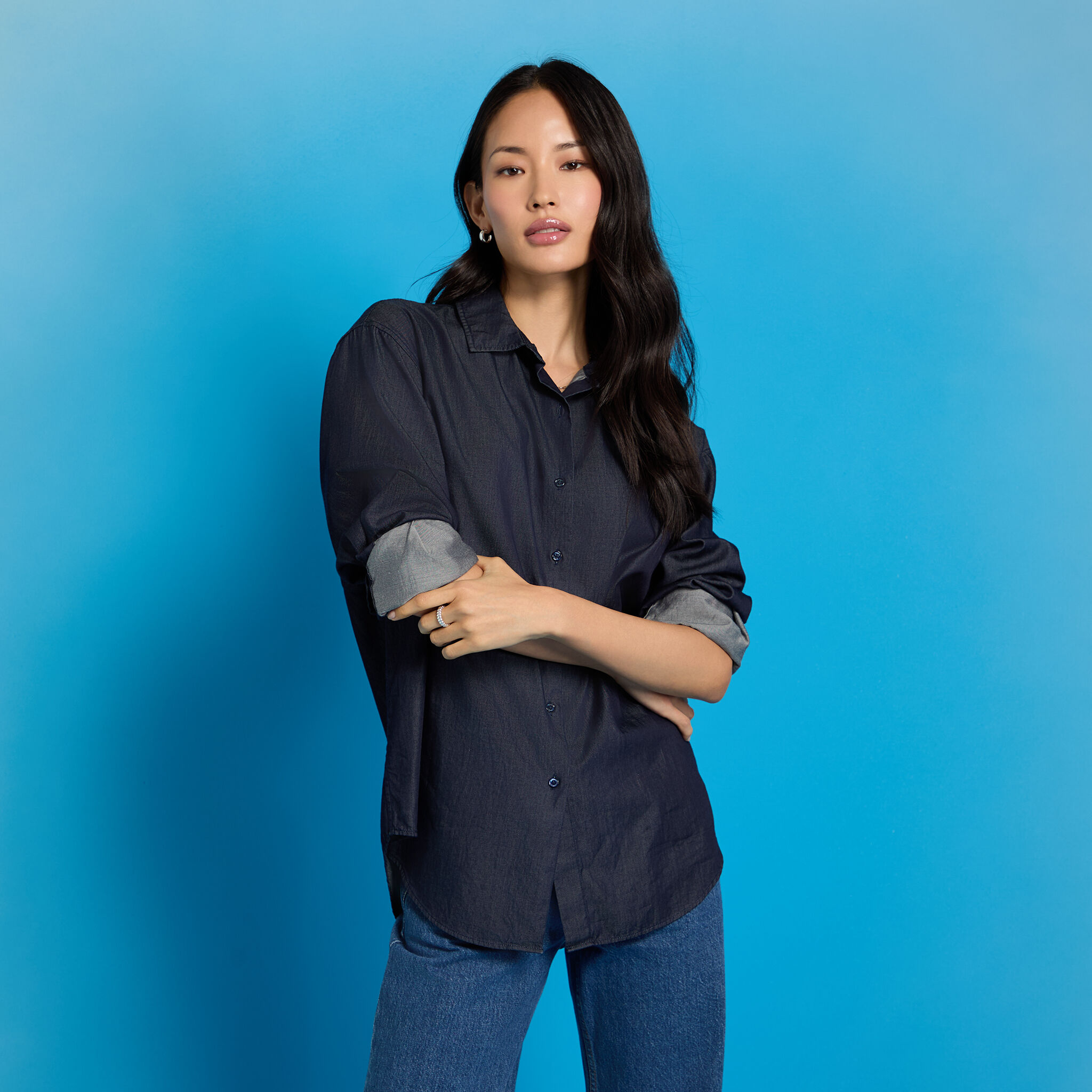 CHAMBRAY DROP SHOULDER SHIRT