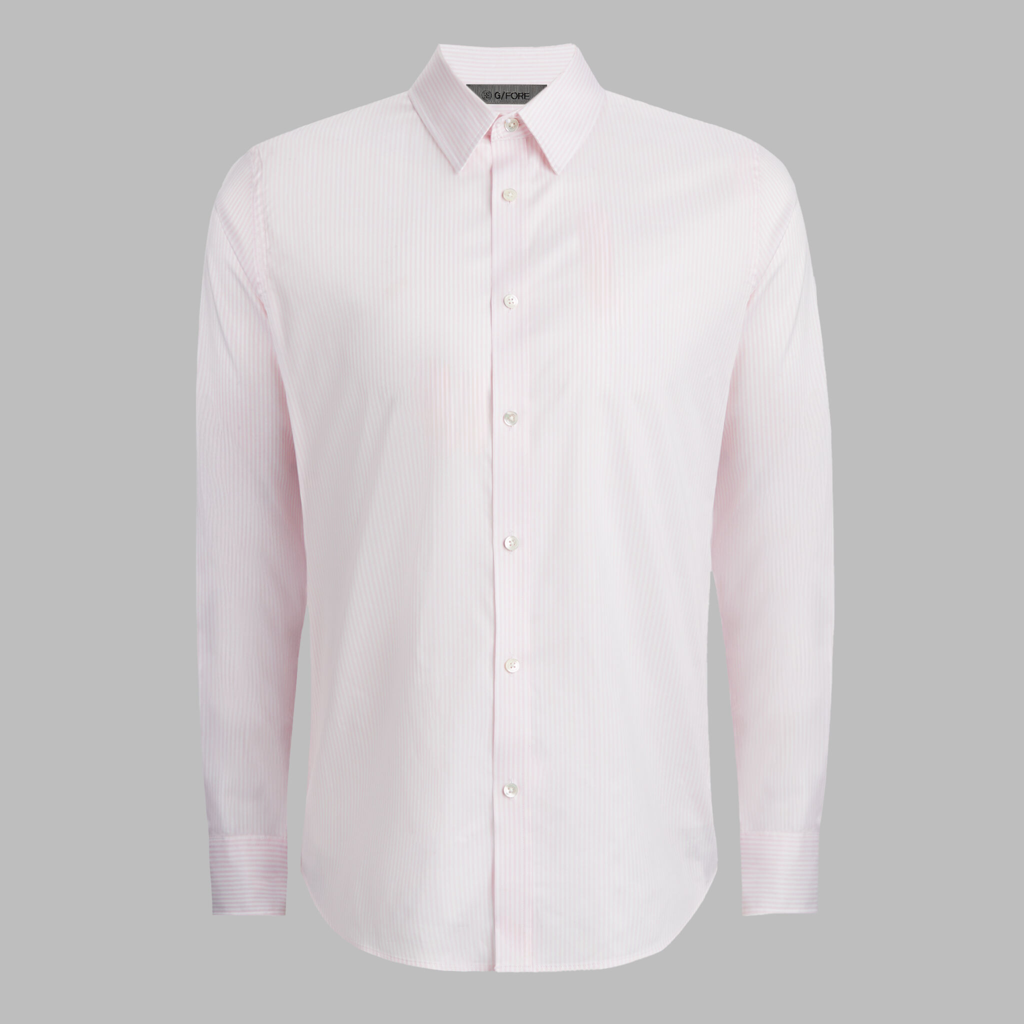 SPREAD COLLAR STRIPED STRECH DRESS SHIRT