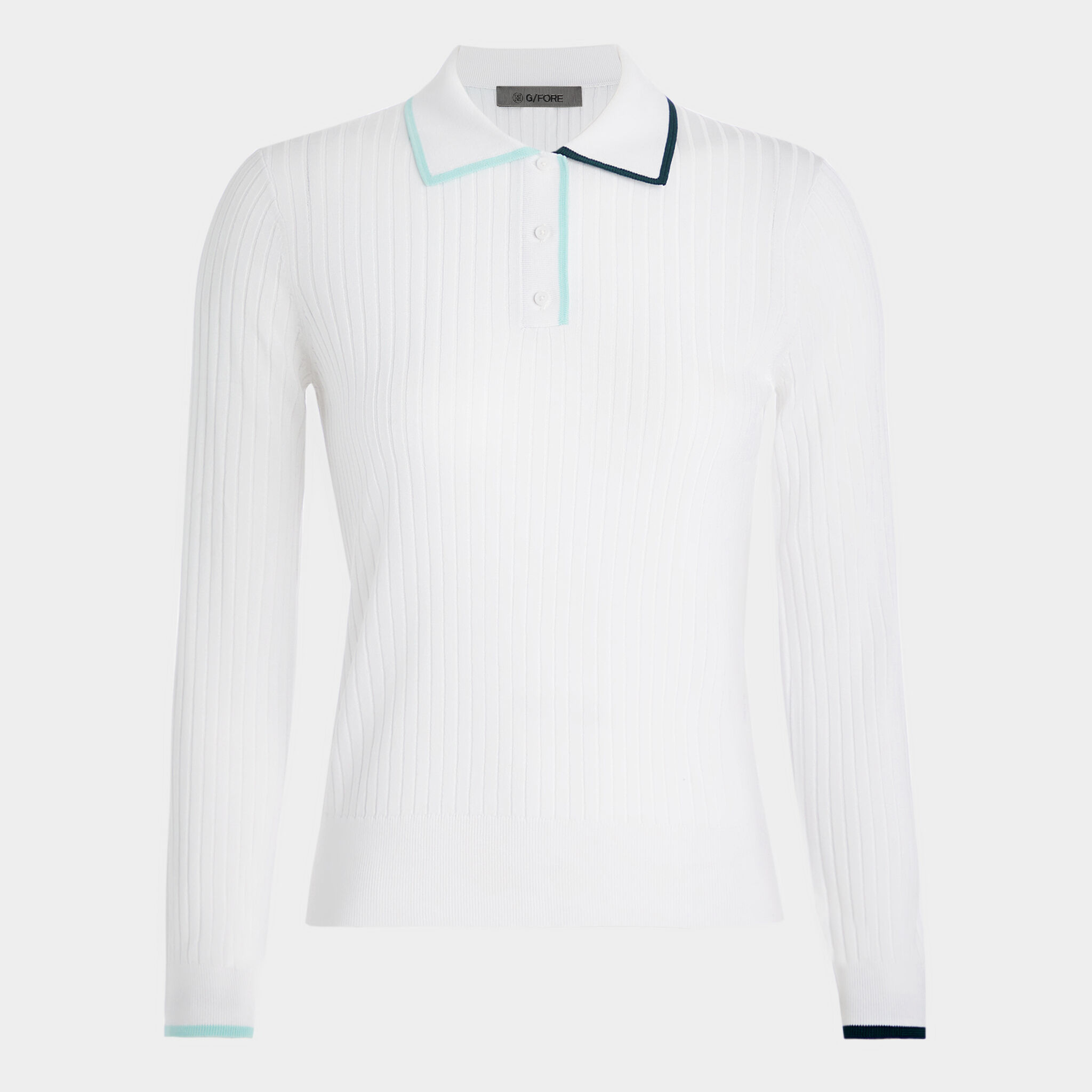 COTTON BLEND LONG SLEEVE KNIT POLO