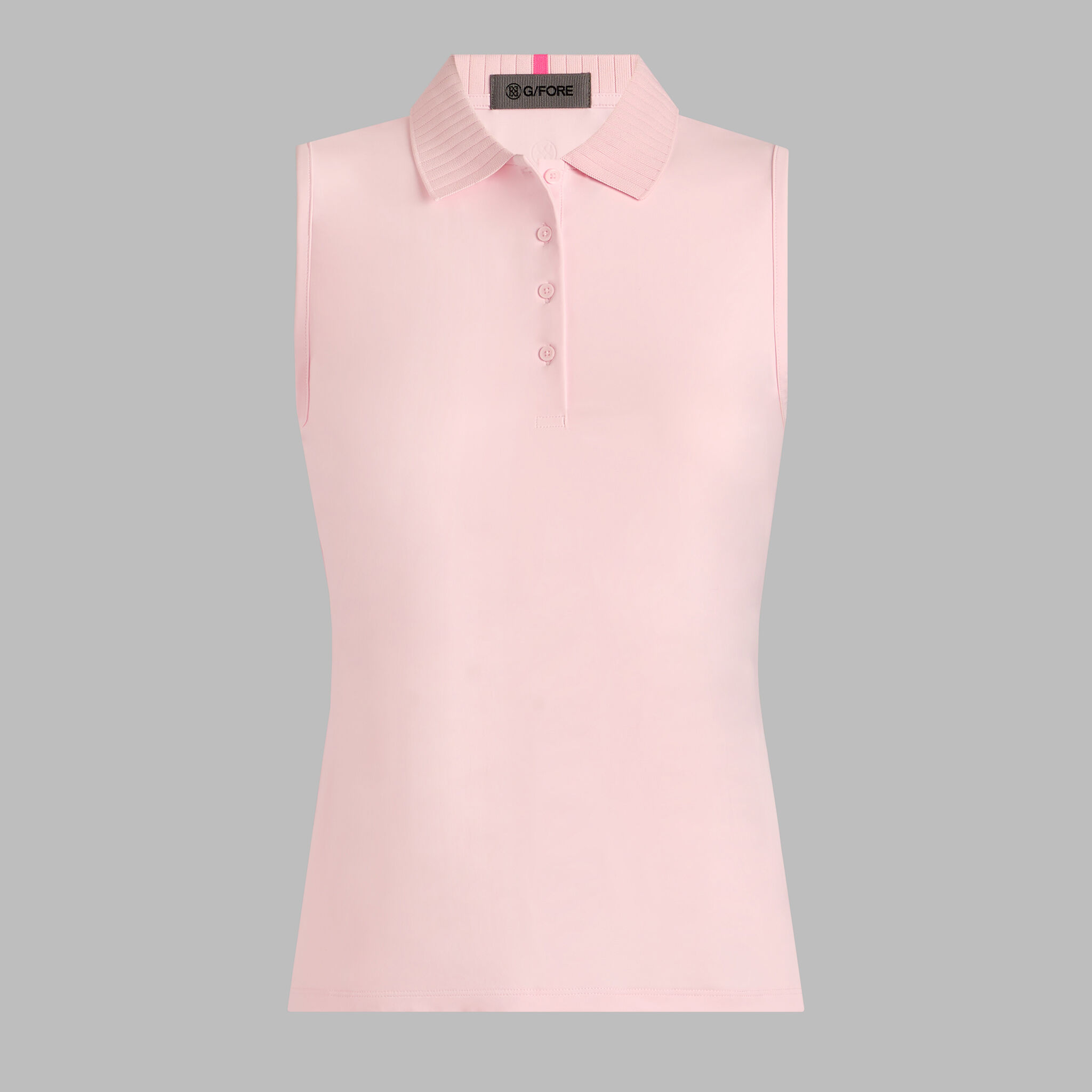 PLEATED COLLAR SILKY TECH NYLON SLEEVELESS POLO