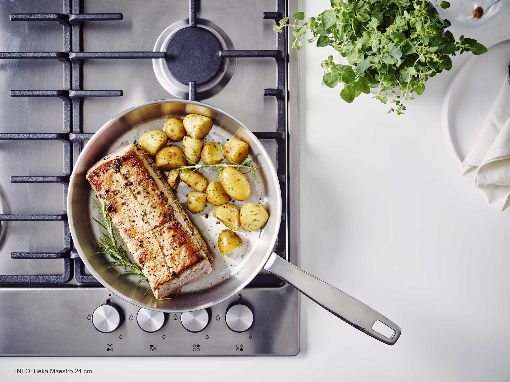 BEKA Bratpfanne MAESTRO 28 cm Edelstahl Pfanne unbeschichtet