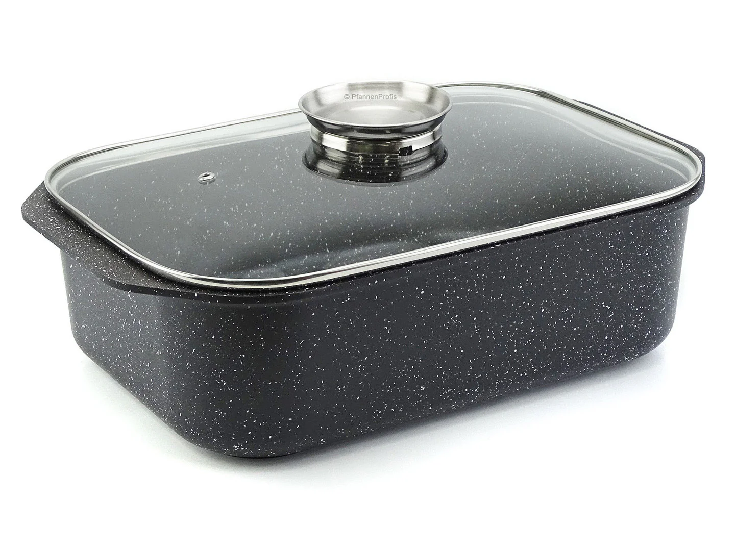 SSW Vierkant-Aromabräter GUSTO NATURA 7L Aluguss Bräter eckig + Glasdeckel mit Aromaknopf