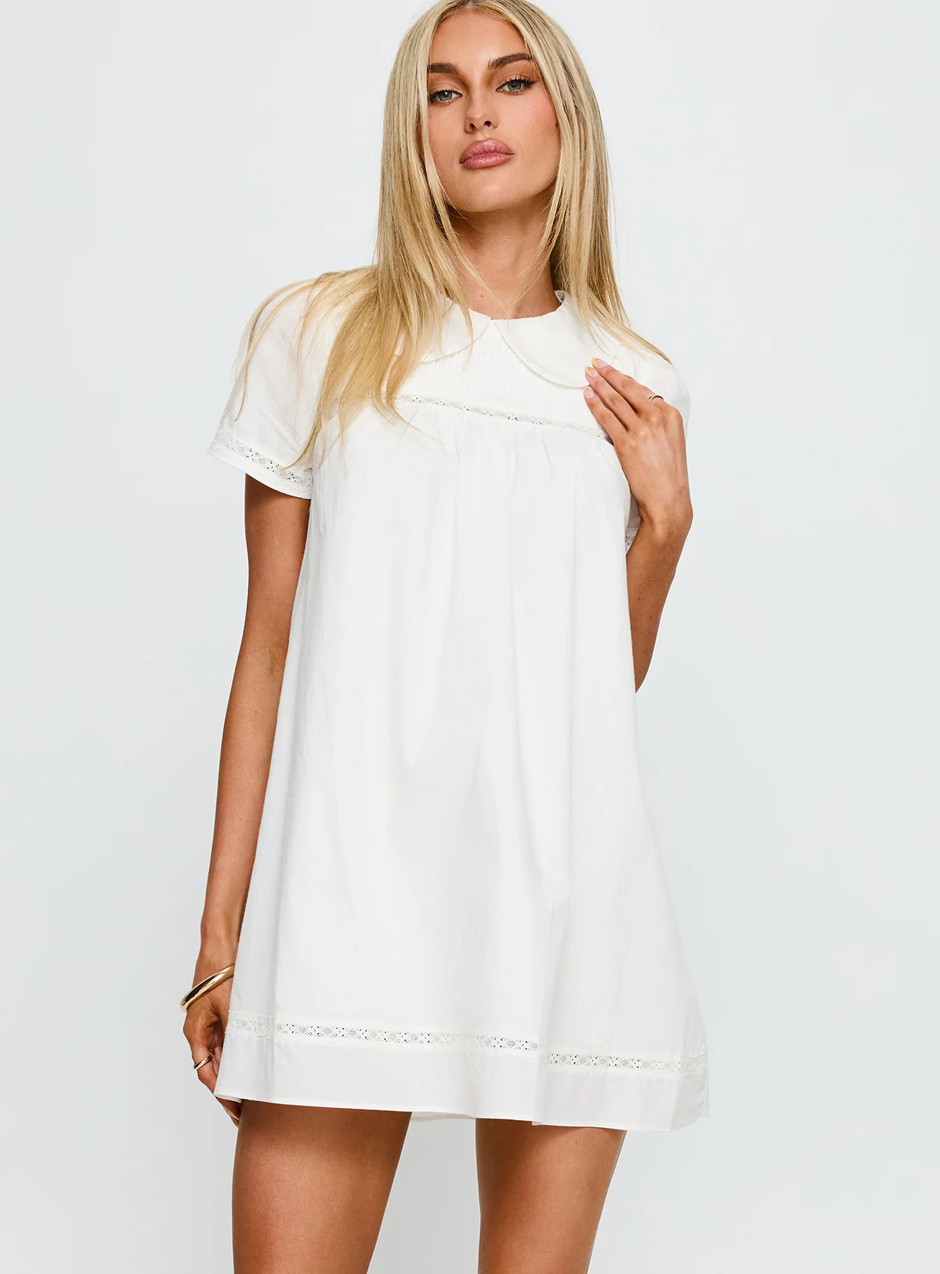 Bethanne Babydoll Mini Dress White