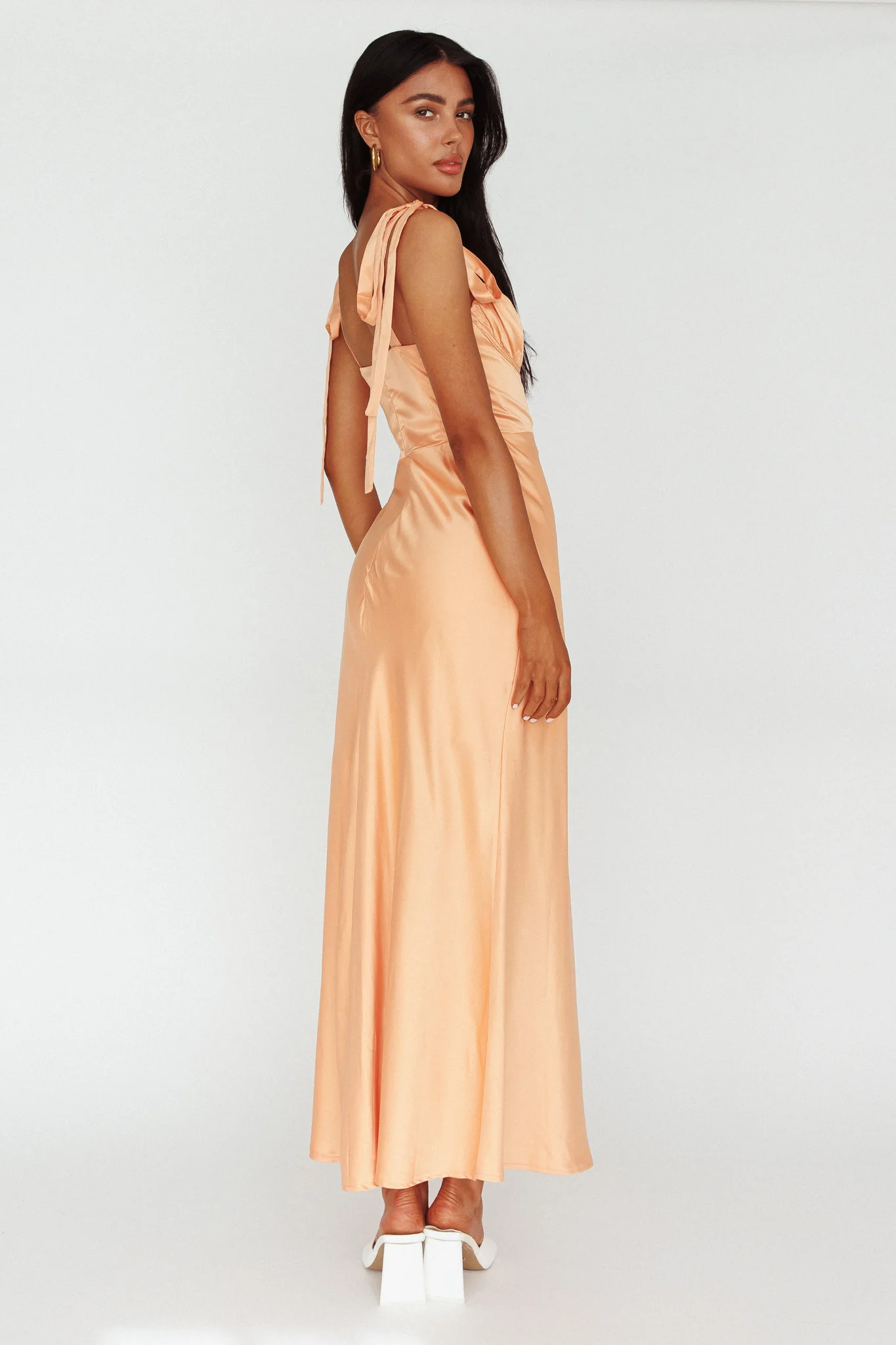 Pennelope Tied Shoulder Maxi Dress Orange