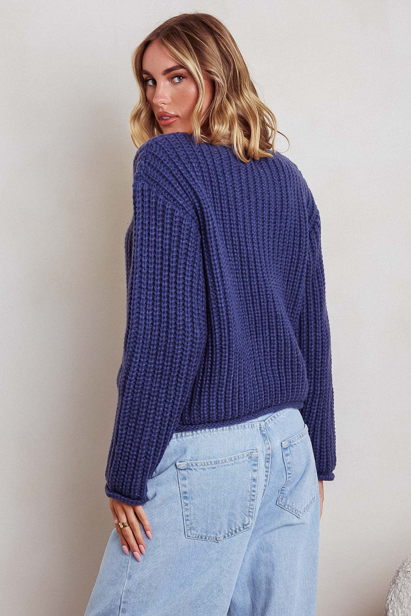 Cindie Chunky Knit Cardigan Navy