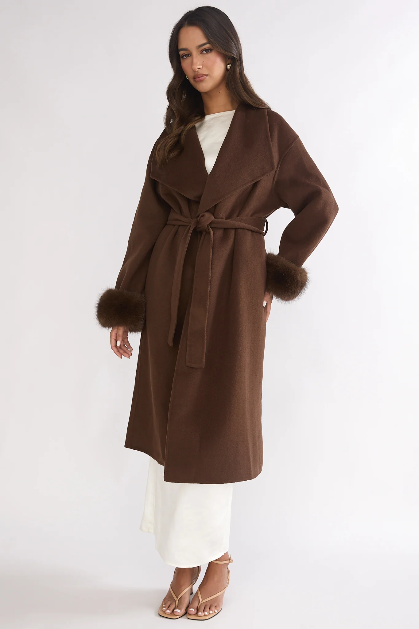 Zannora Faux Fur Coat Chocolate