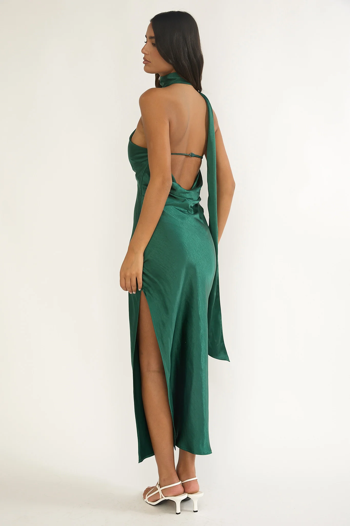 Rionna Open Cowl Back Maxi Dress Forest Green