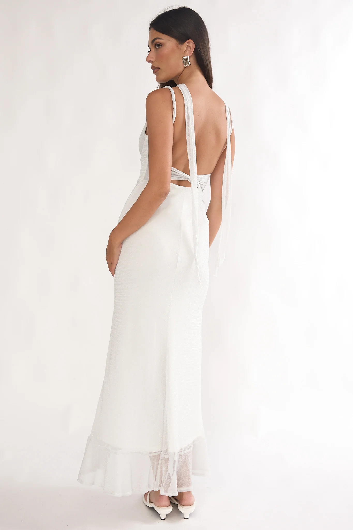 Chantrelle Twist Back Split Maxi Dress Silver