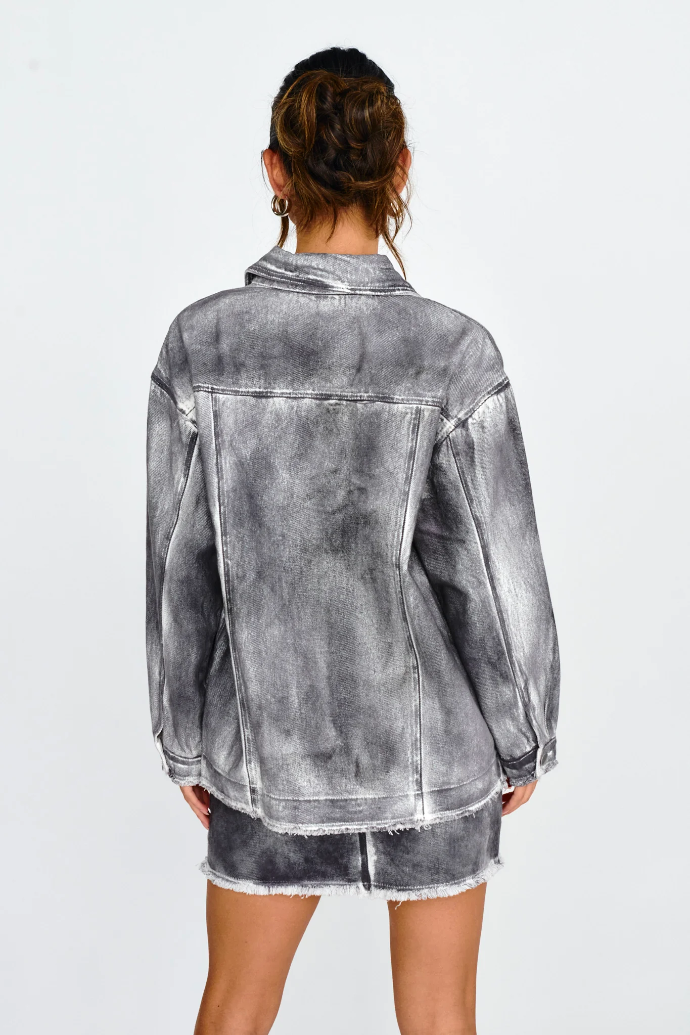 Decoy Distressed Jean Jacket Black/White
