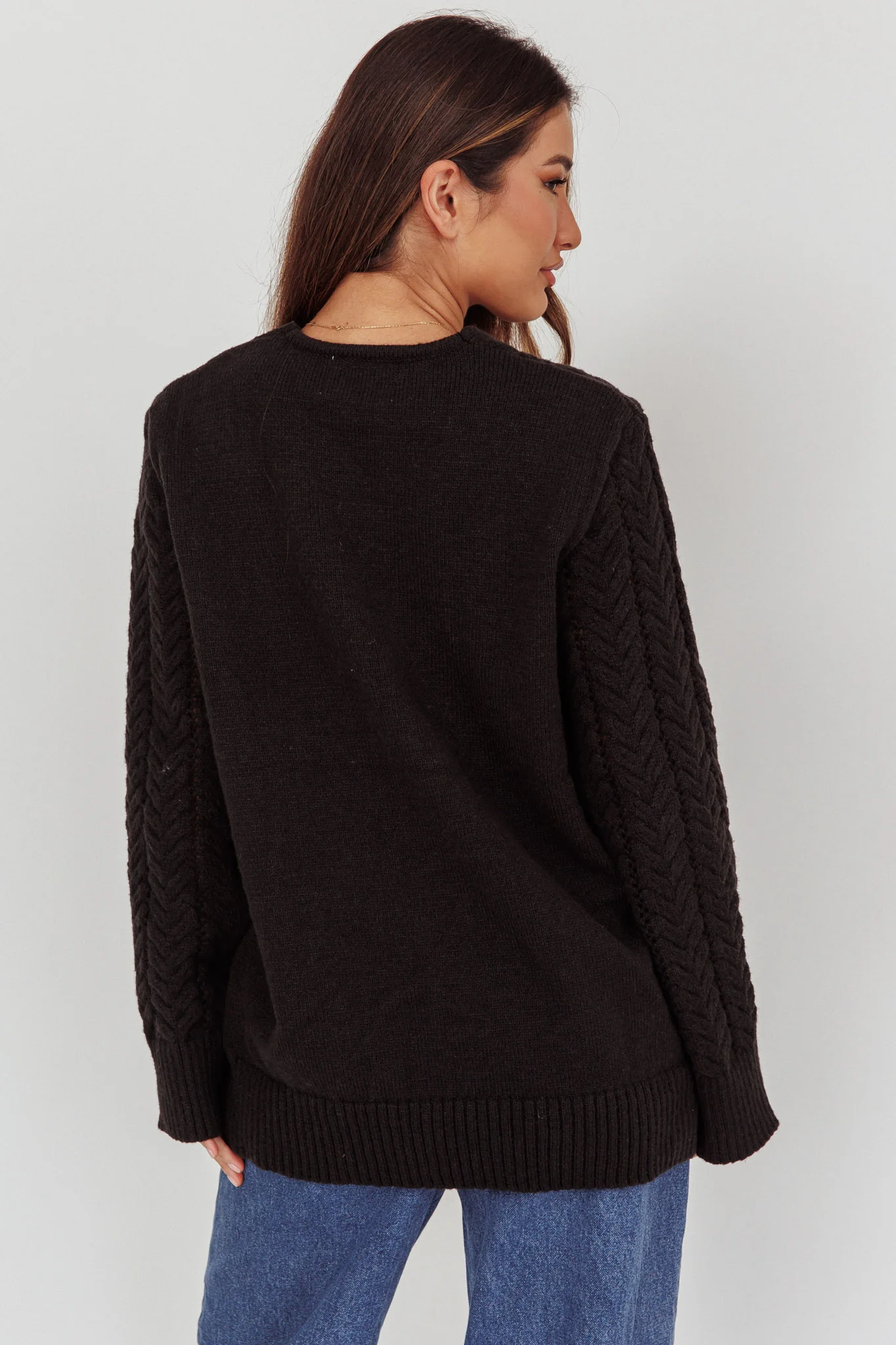 Seattle Lace-Up Front Knit Top Black