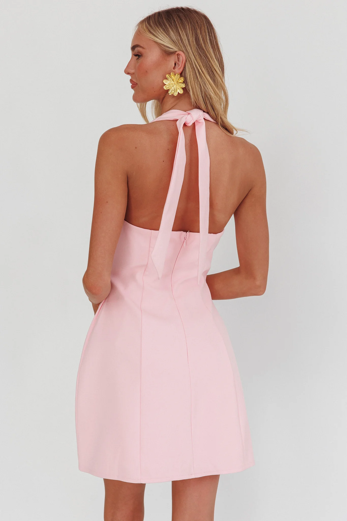 Elisabet Halter Neck Mini Dress Pink
