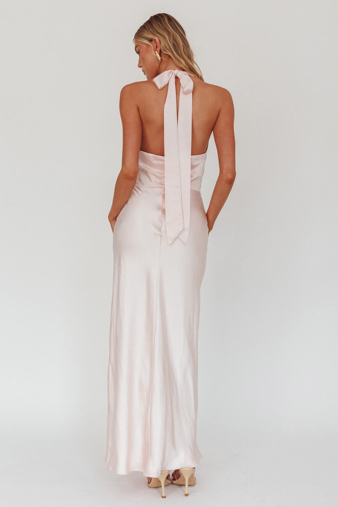 Element Tied Halter Maxi Dress Pink