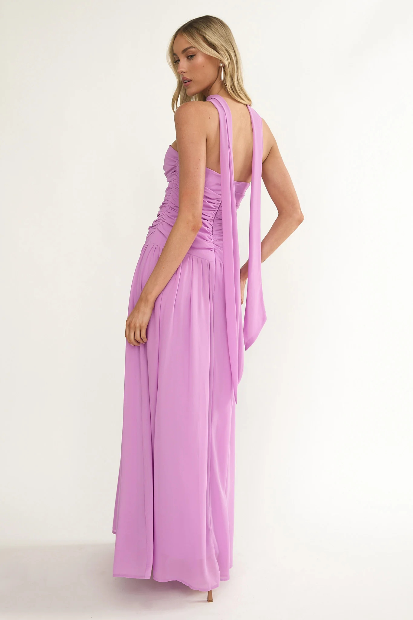 Novarra Twist Bust Strapless Maxi Dress Lilac