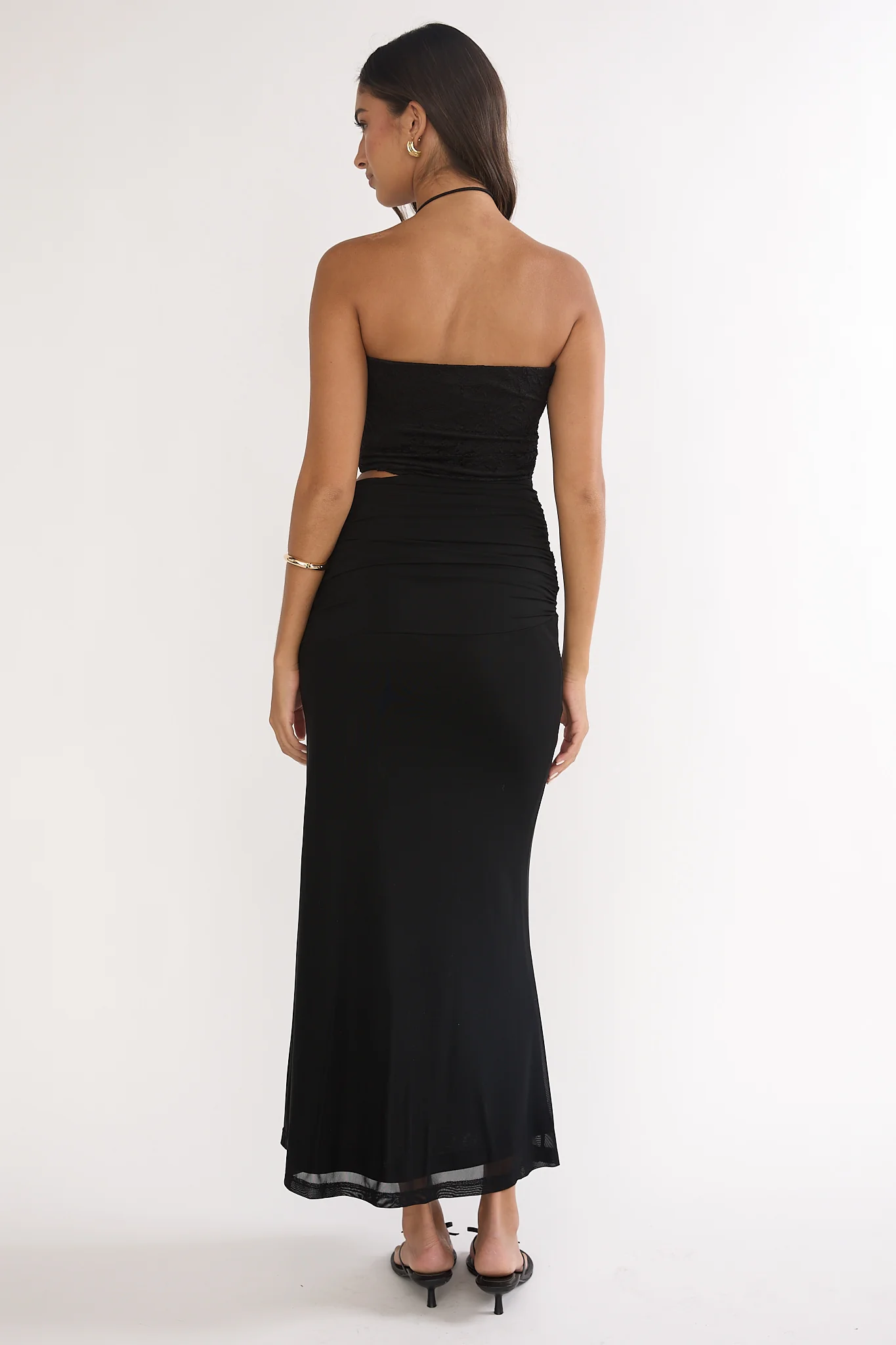Truths Cut-Out Waist Ruched Maxi Dress Black