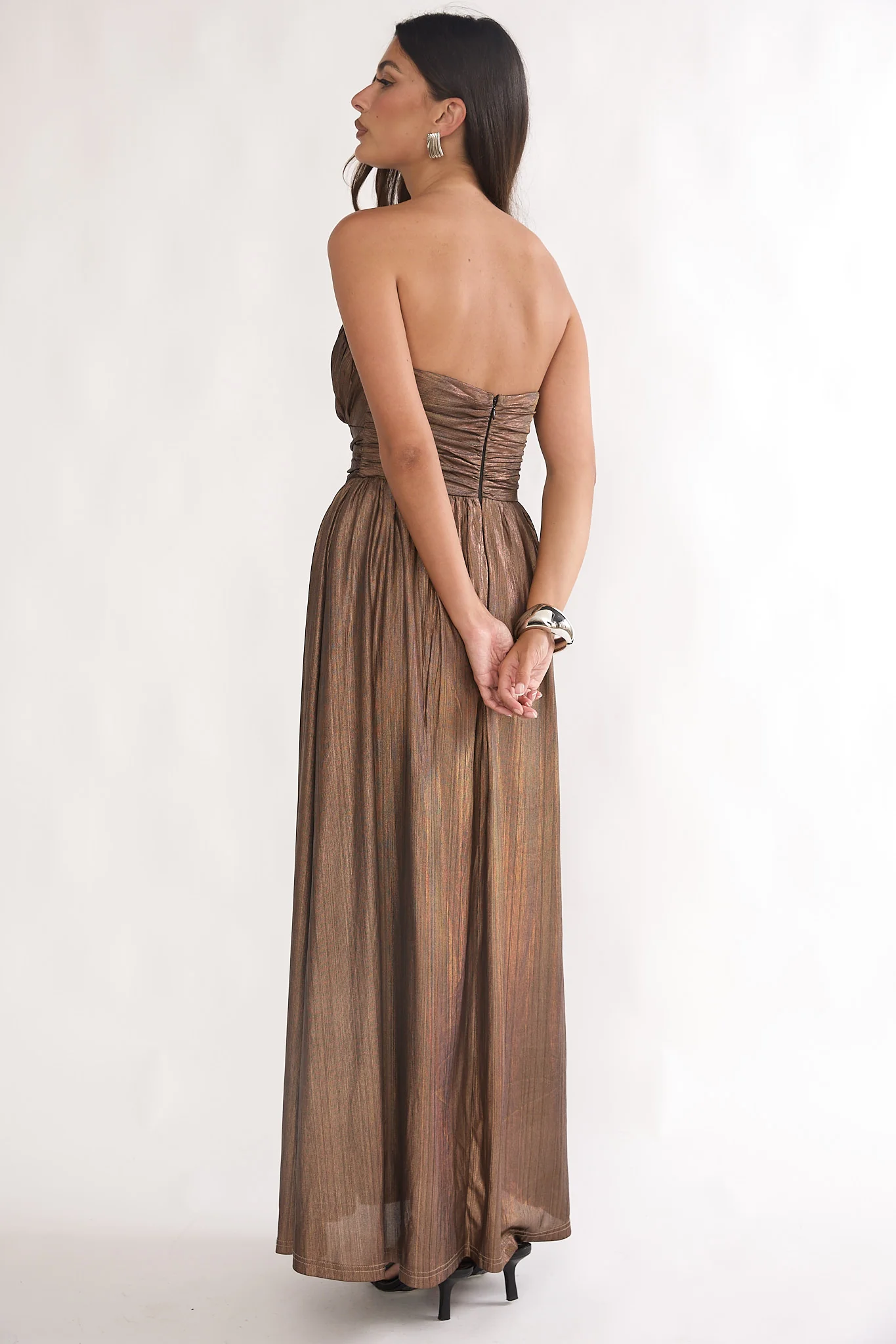 Marin Pointed Sweetheart Maxi Dress Gold