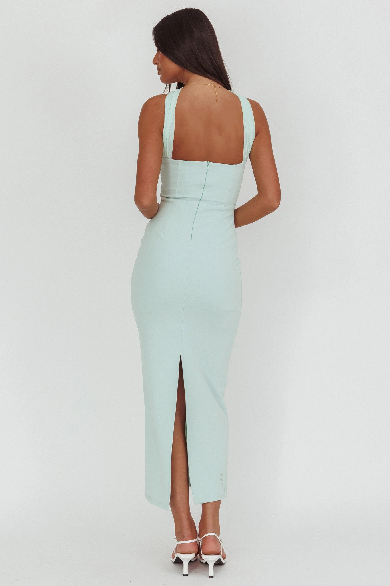 Luna Sol Reverse Halter Maxi Dress Mint