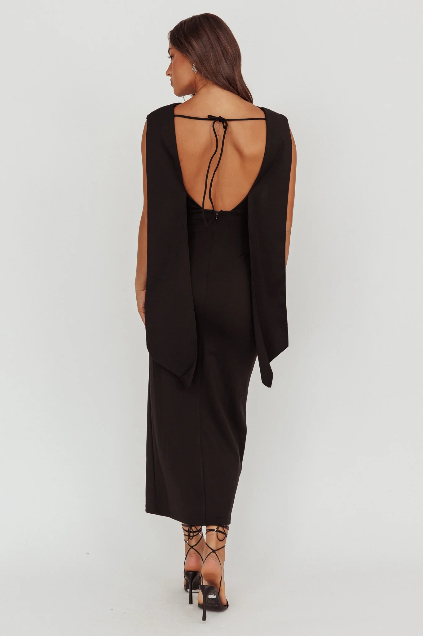 Looks Of Love Shoulder Sash Maxi Dress Black